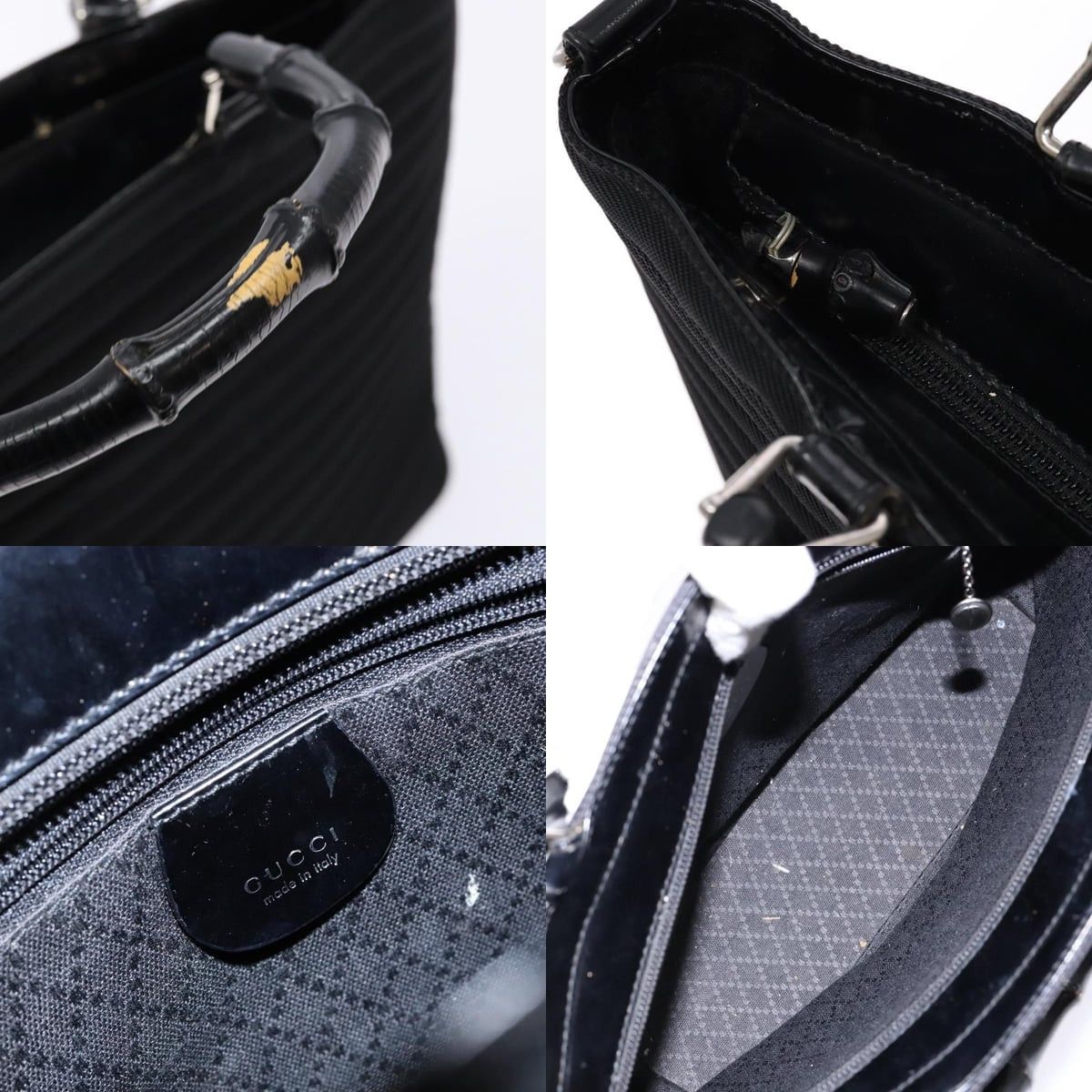 Gucci GUCCI Bamboo Handbag Canvas Black Silver 000 1998 000 1998 Size ONE SIZE - 11 Thumbnail