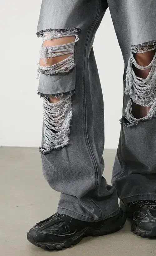 Japanese Brand × Jean Harajuku Ripped Jeans Men Wide Leg Size US 30 / EU 46 - 4 Thumbnail