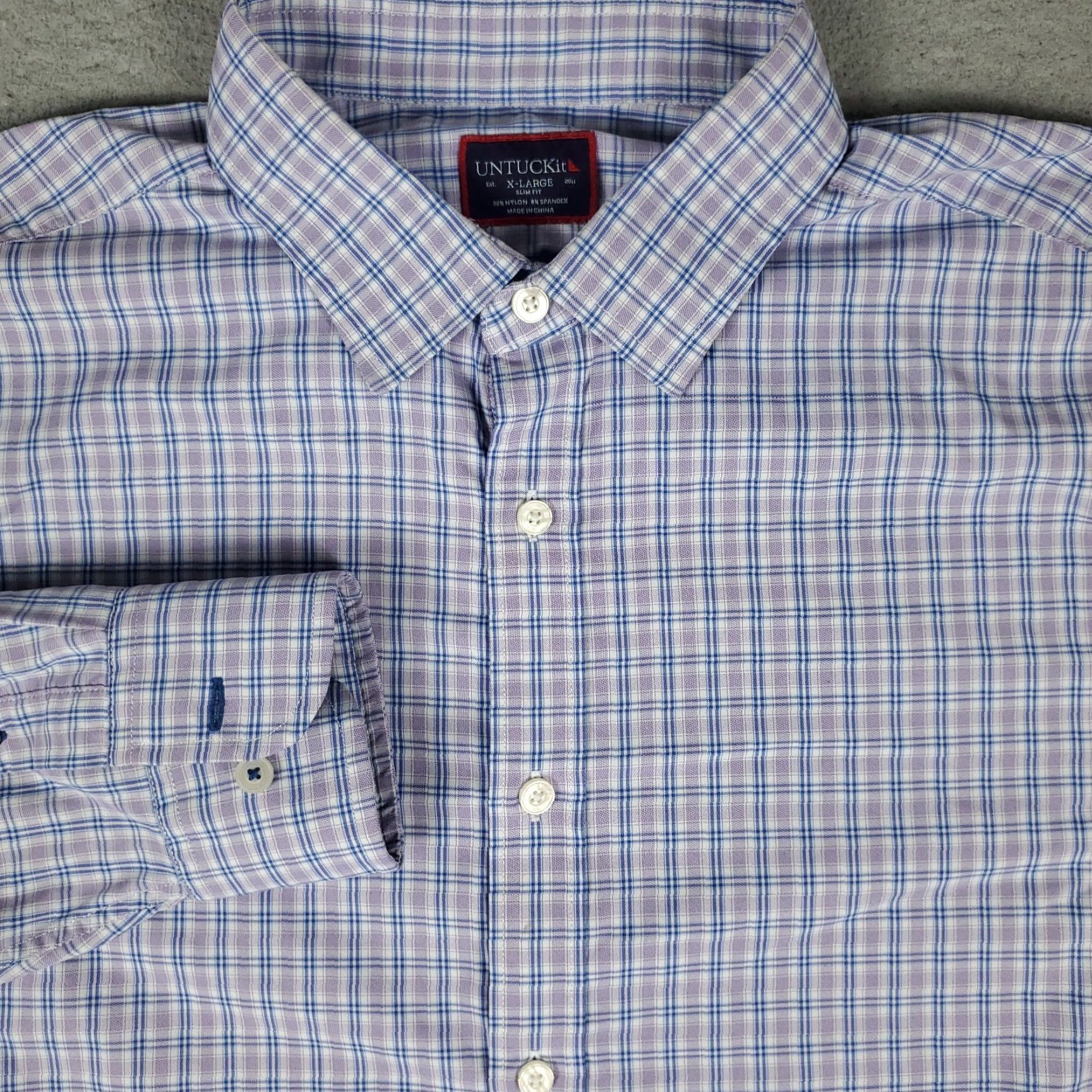UNTUCKit UNTUCKit Shirt Mens XL Blue Plaid Nylon Button-Up Long Sleeve Fashion, Classic, Colorful, Modern, Preppy Mens Size US XL / EU 56 / 4 - 2 Thumbnail