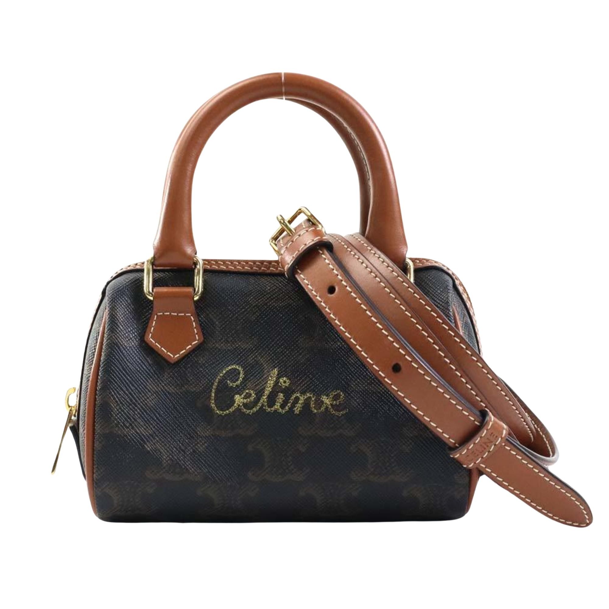 image of Celine Céline Triomphe Handbag in Brown, Women's