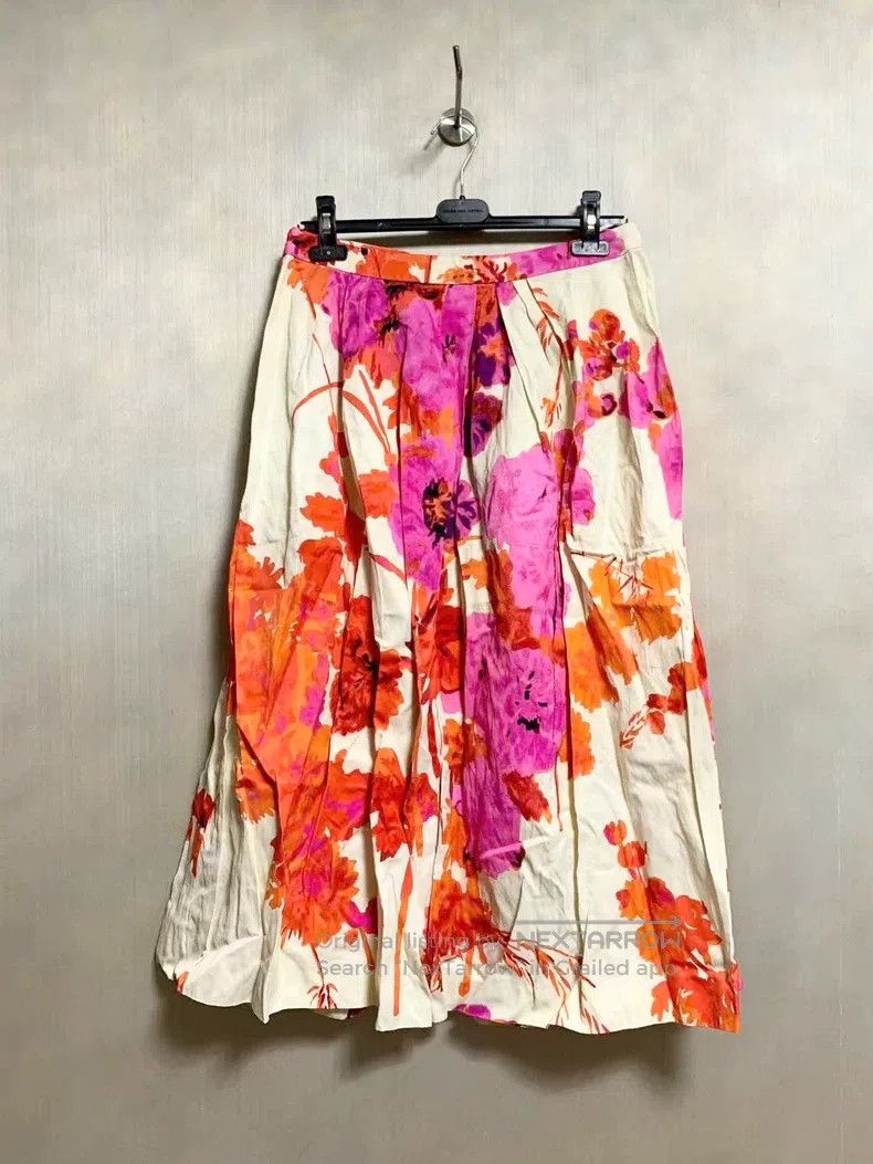 Dries Van Noten Dries Van Noten Runway-Exclusive Printed Pleated Midi Skir Size 37" - 7 Thumbnail