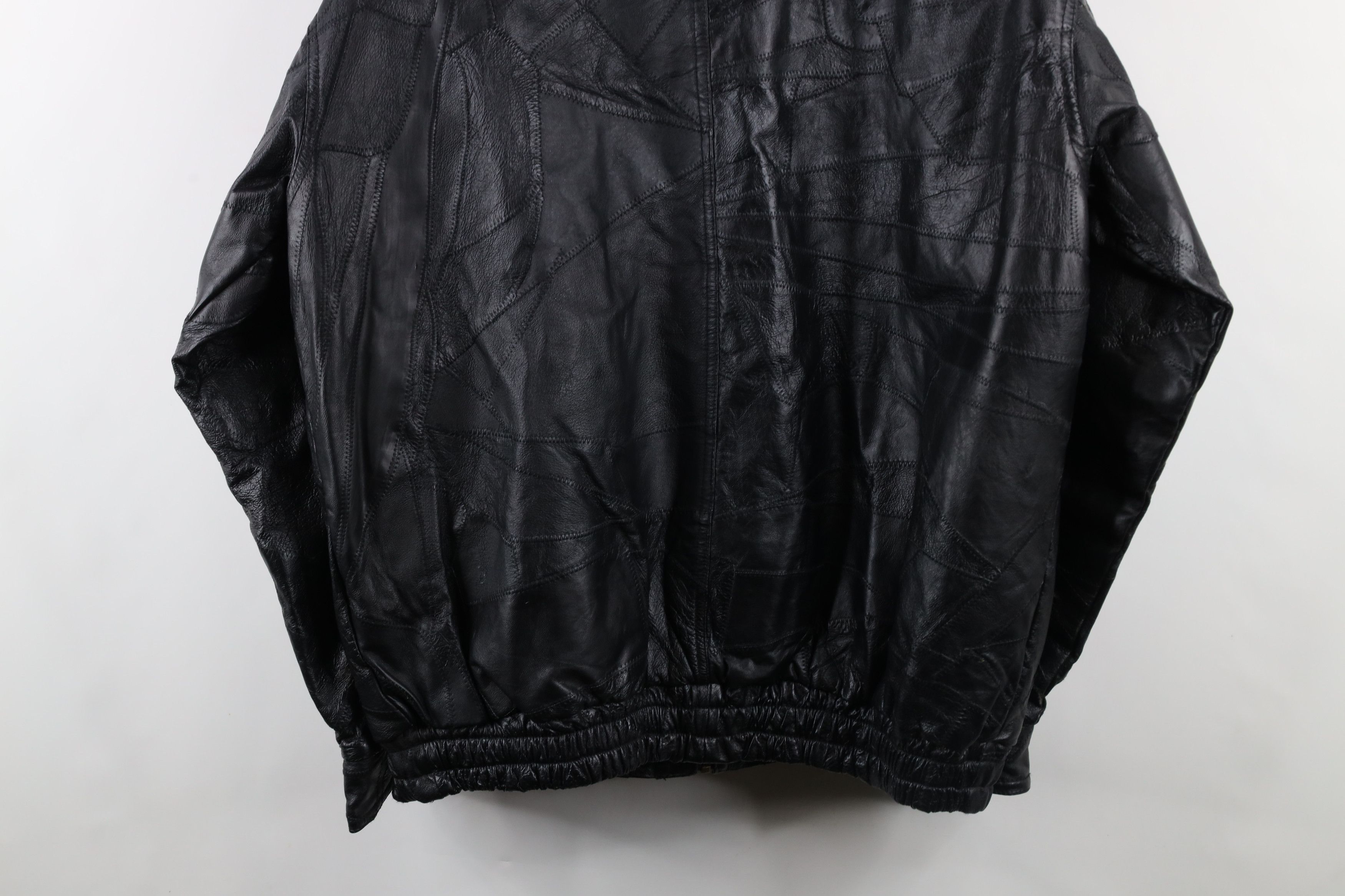 Vintage Vintage 90s Streetwear Patchwork Leather Bomber Jacket Black Size US XL / EU 56 / 4 - 15 Thumbnail
