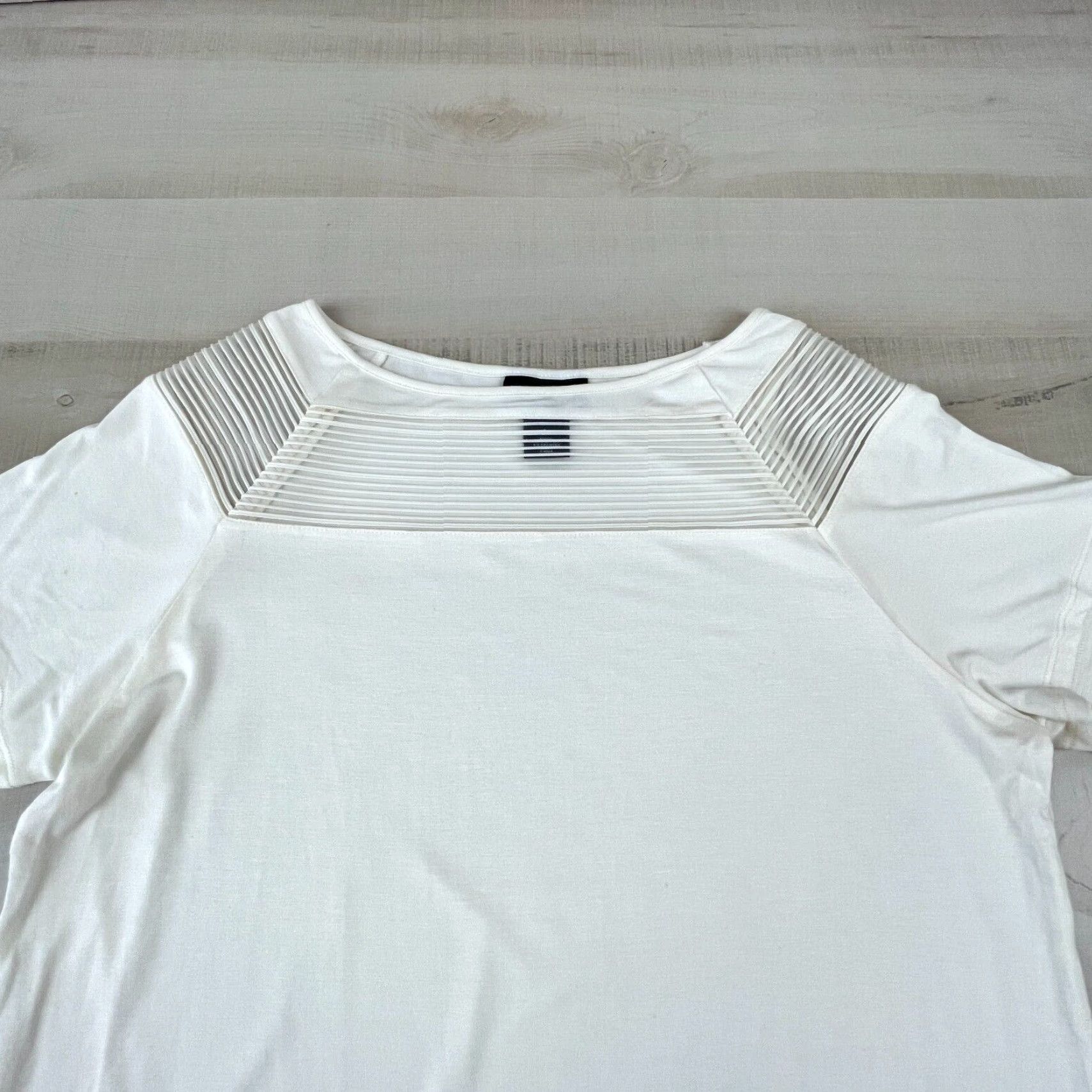 Vintage Nue Options Womens White Short Sleeve Mesh Top Blouse Large Size L / US 10 / IT 46 - 2 Thumbnail