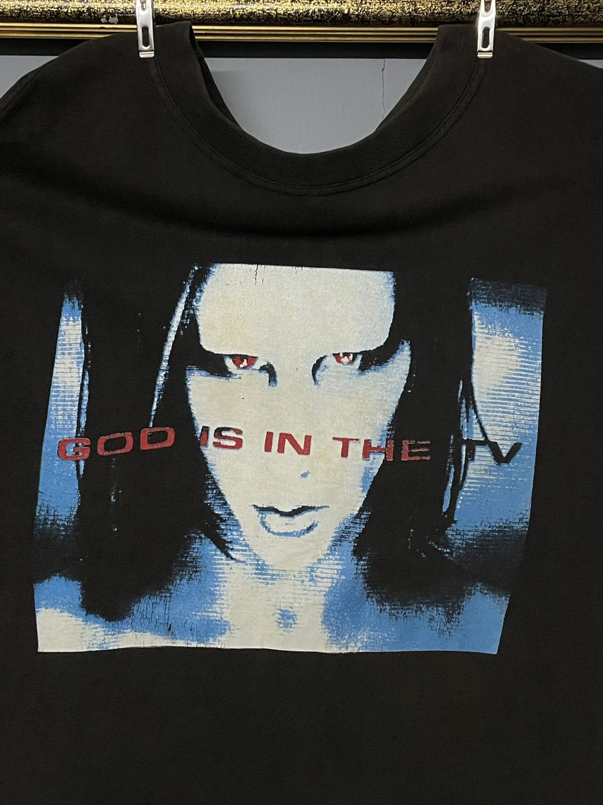 Band Tees Vintage 90s Original Marilyn Manson God Tv Sunfaded Band Tee Size US XL / EU 56 / 4 - 3 Thumbnail