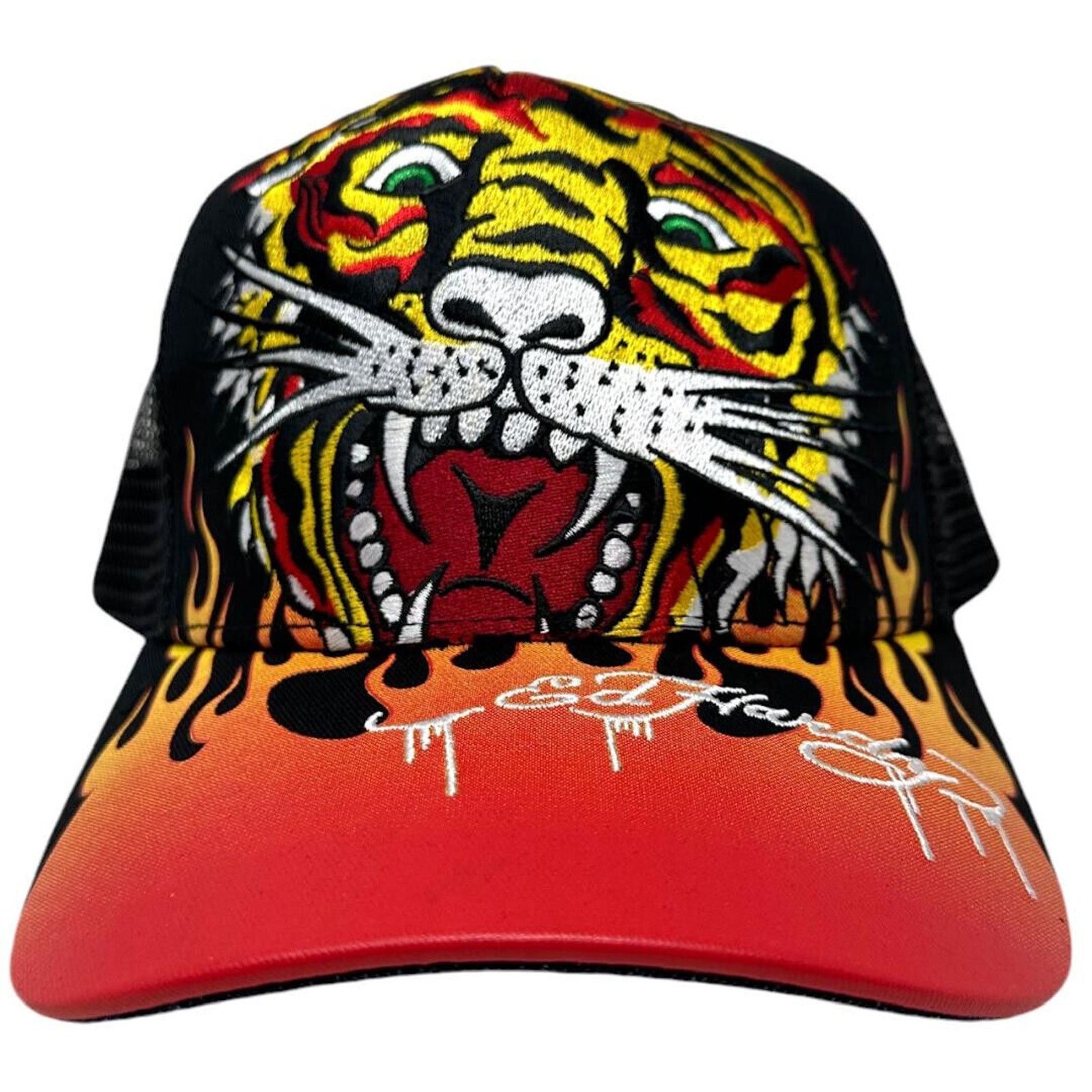 Ed Hardy Ed Hardy Trucker Hat Embroidered Tattoo Tiger Flame Snapback Size ONE SIZE - 1 Thumbnail