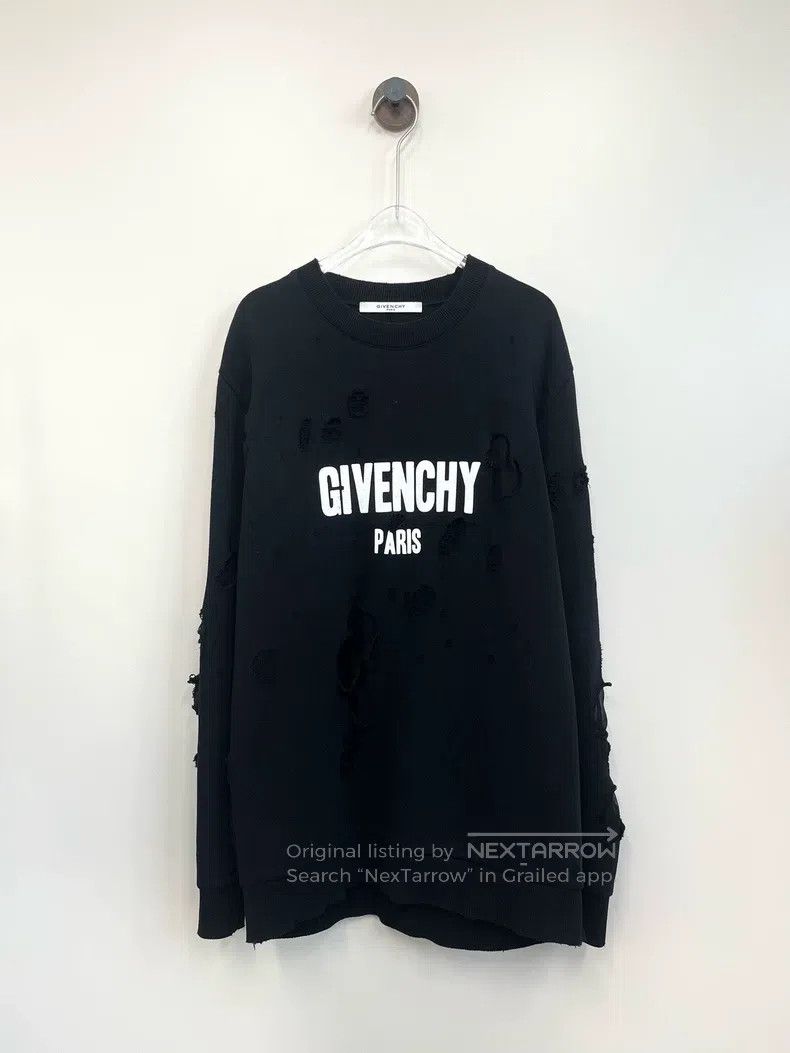 Givenchy Givenchy Black Destroyed Letter Logo Hoodie Size M Size US M / EU 48-50 / 2 - 1 Thumbnail