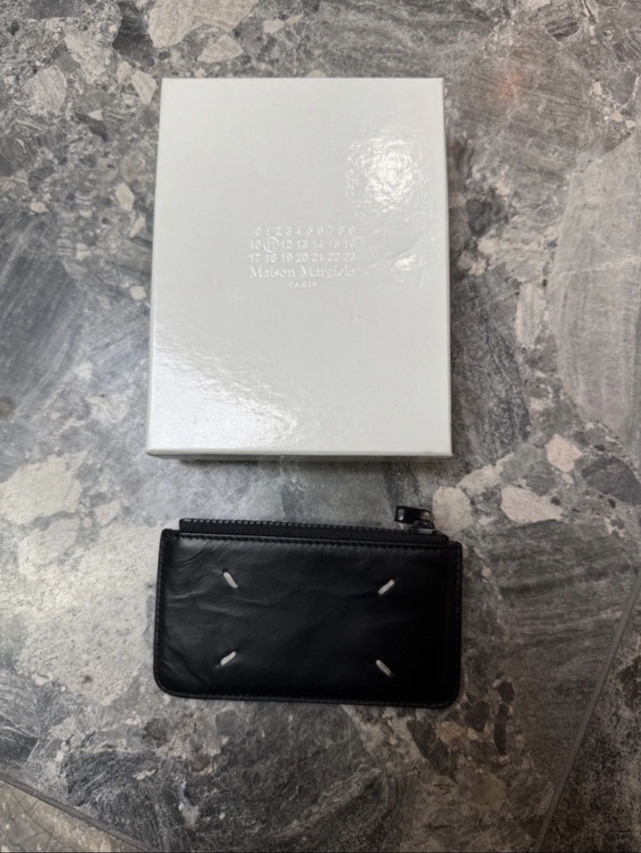 Maison Margiela Black Four Stitch Zip Wallet Card Holder Size ONE SIZE - 1 Thumbnail