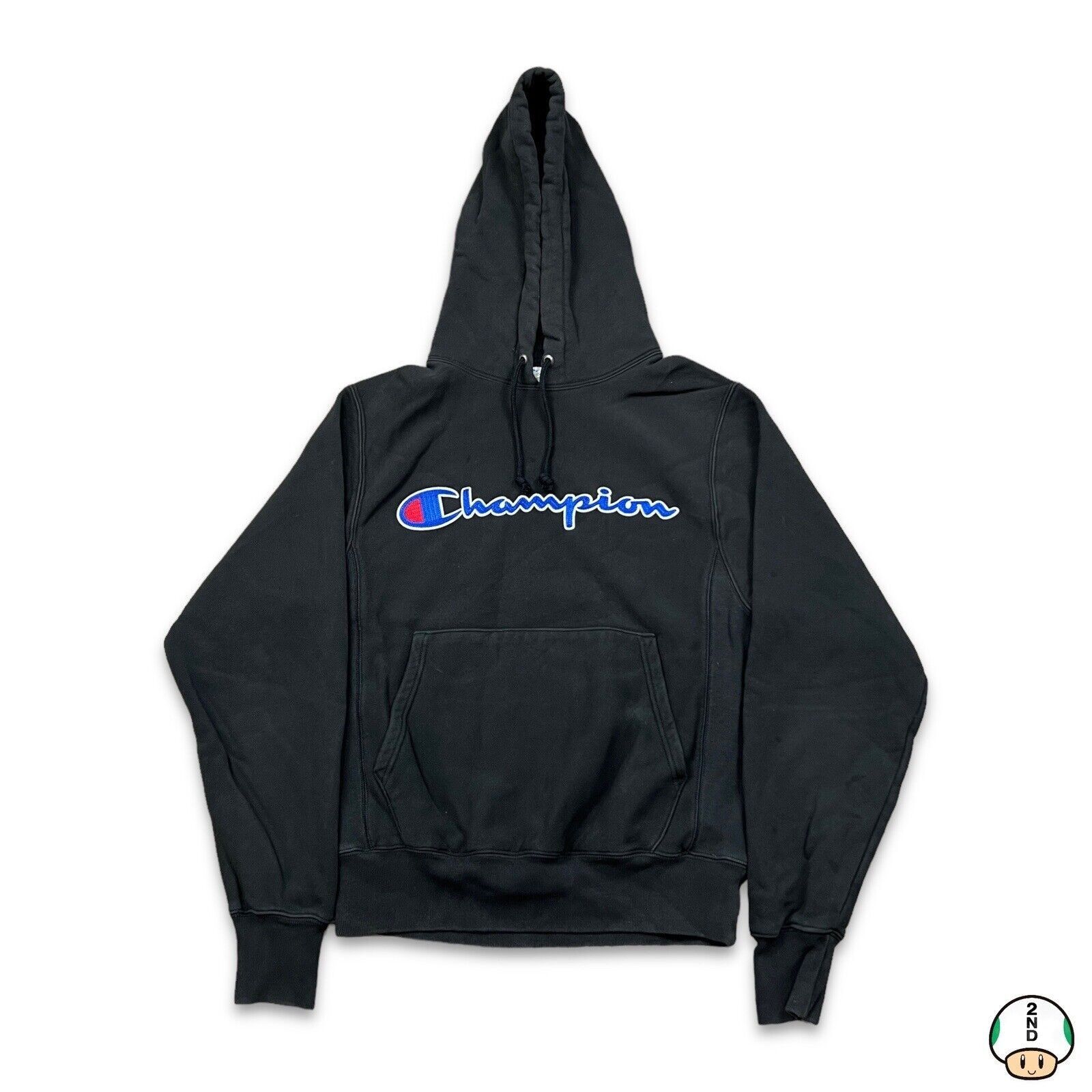 Champion × Vintage Champion Hoodie Small Reverse Weave Script Hooded Sweatshirt Size US S / EU 44-46 / 1 - 1 Thumbnail