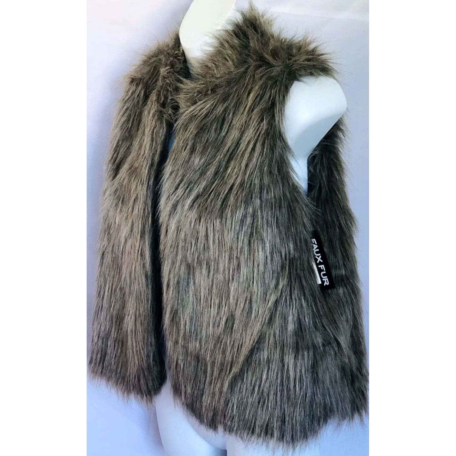 Vintage Love by Chesley Vest S Gray Faux Fur Sleeveless Pockets NWT Glam Punk Y2K 90s Size S / US 4 / IT 40 - 4 Thumbnail