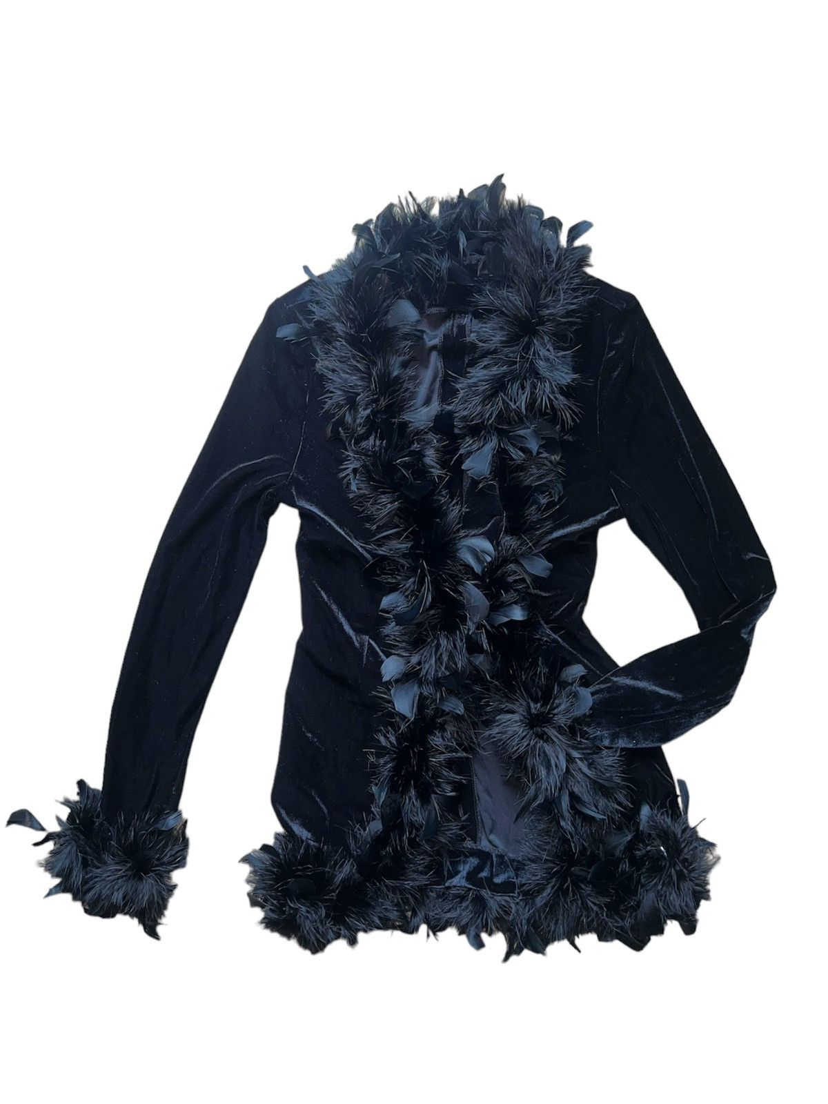 Japanese Brand Black velvet feather cardigan 🪶 Size M / US 6-8 / IT 42-44 - 4 Thumbnail