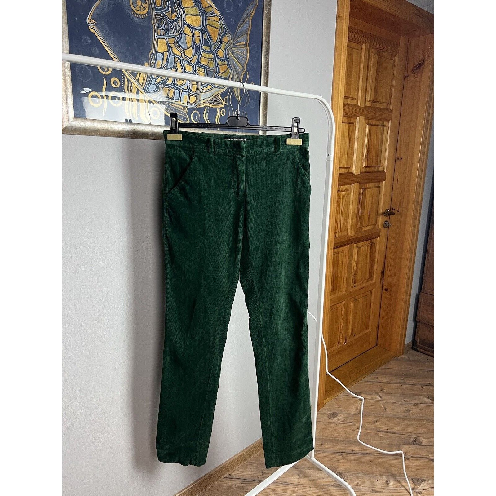 Balenciaga Balenciaga Women`s Emerald Green Corduroy Straight Chino Pa Size US 36 / EU 52 - 1 Thumbnail