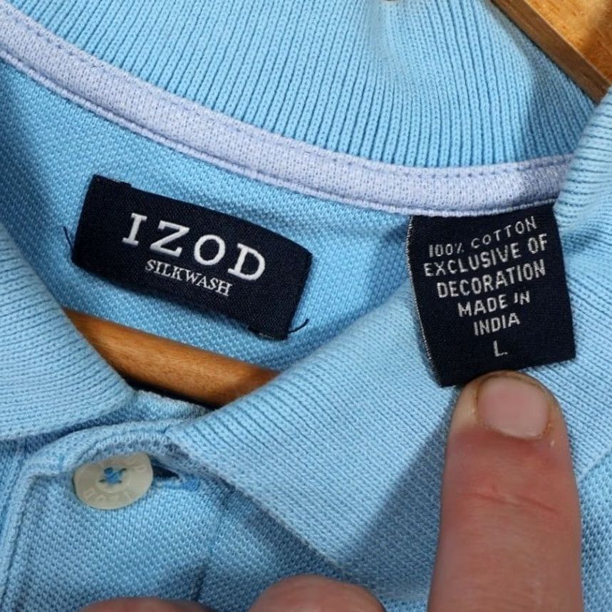 Izod IZOD Polo Shirt Mens L Blue Short Sleeve Silkwash Pique Cotton Excellent 1539 Size US L / EU 52-54 / 3 - 6 Thumbnail