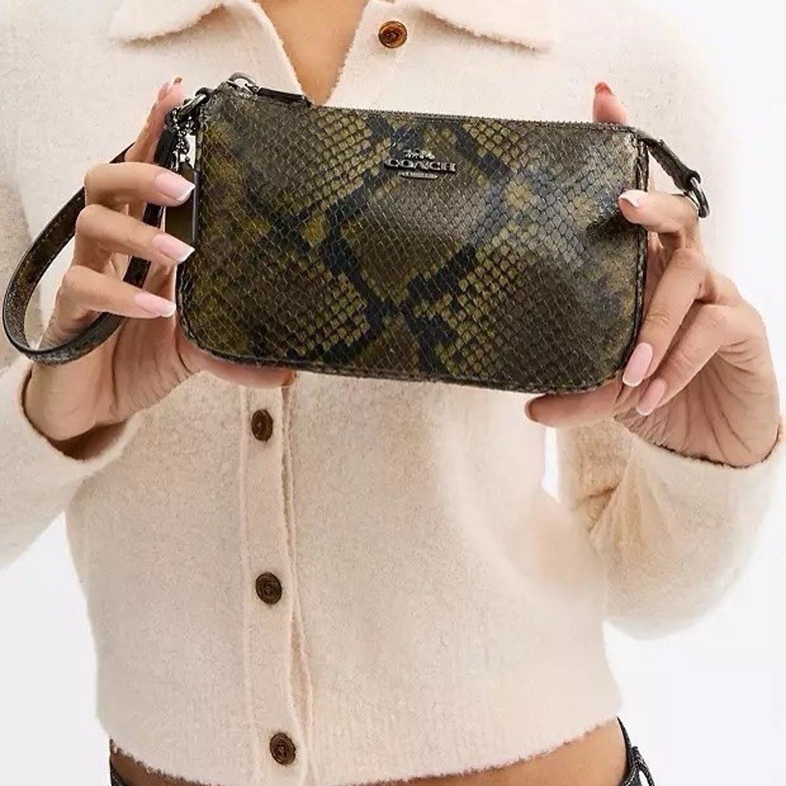 Coach NWT Coach Nolita 19 With Snake Gunmetal/Olive Multi CCF62 Size ONE SIZE - 10 Thumbnail