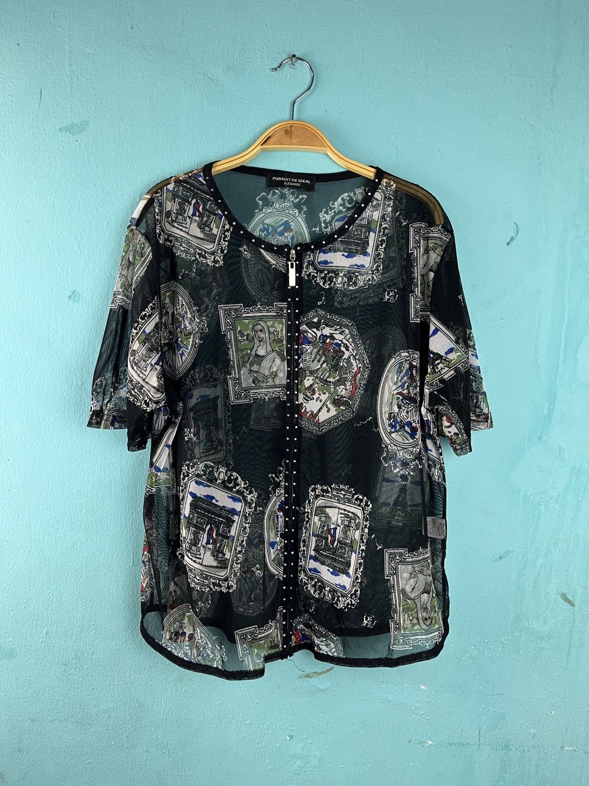 Japanese Brand Pursuit De Ideal Art Zip Up See Through Top Size XL / US 12-14 / IT 48-50 - 1 Thumbnail