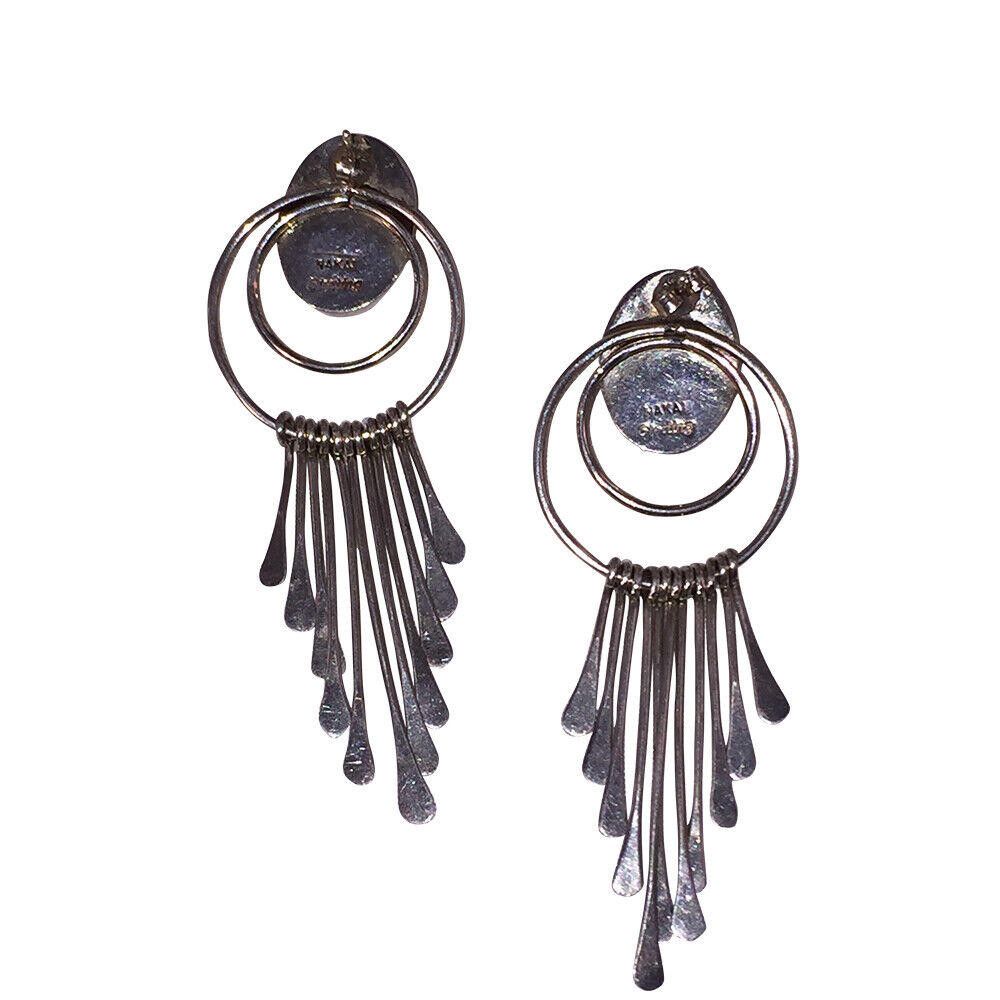 Handmade Sterling Bezel Set Chrysocolla Cabochon Chandelier Earrings Size ONE SIZE - 5 Thumbnail