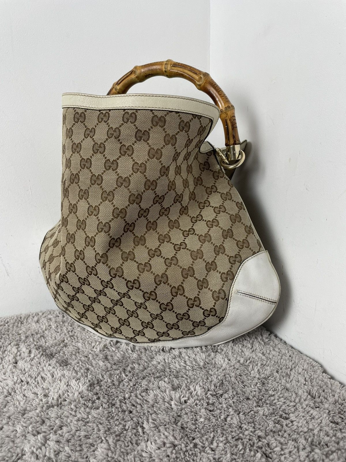 Gucci Gucci Monogram Peggy Bamboo Top Handle Medium Shoulder Bag Size ONE SIZE - 5 Thumbnail