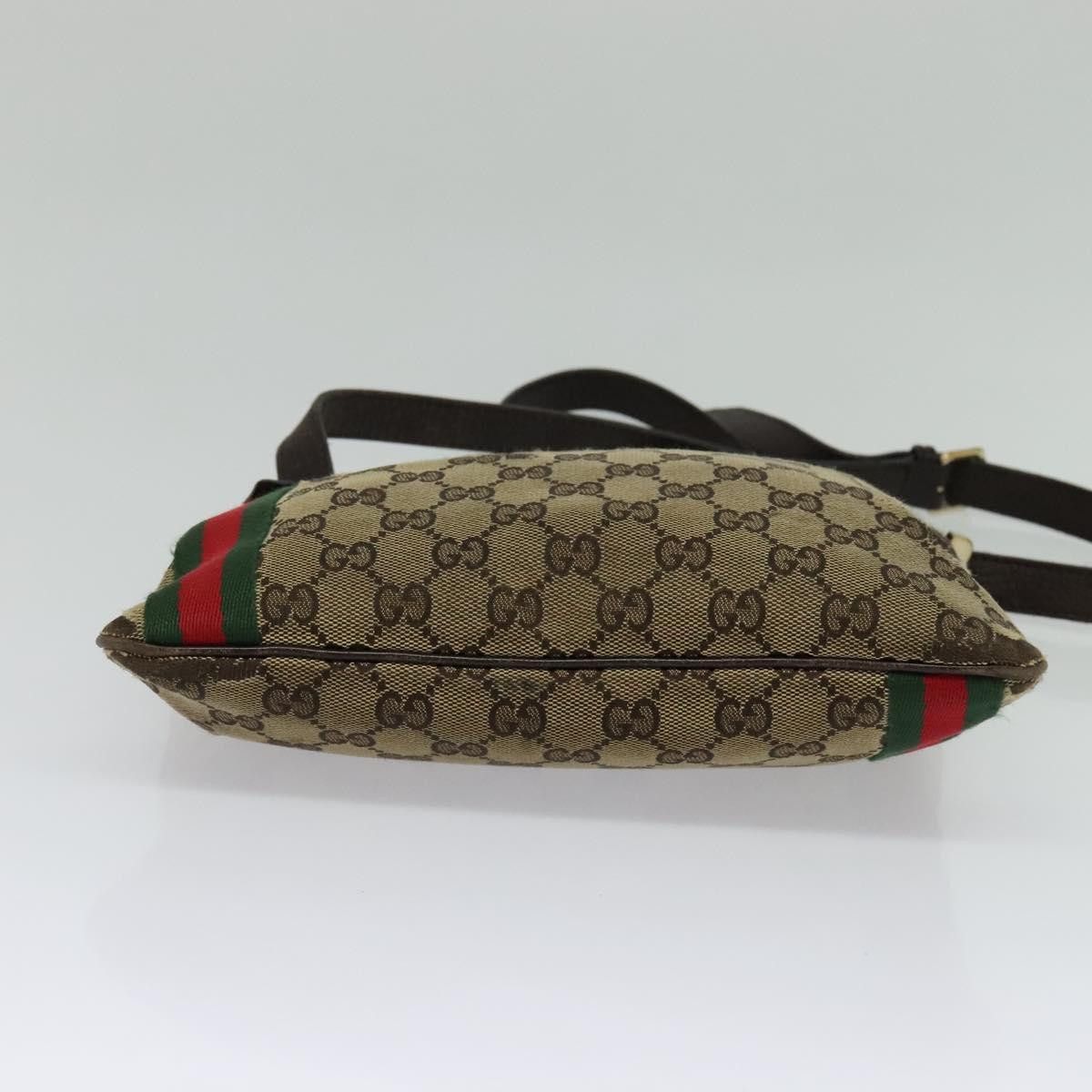 Gucci GUCCI GG Canvas Web Sherry Line Shoulder Bag Beige Gold Red Size ONE SIZE - 9 Thumbnail