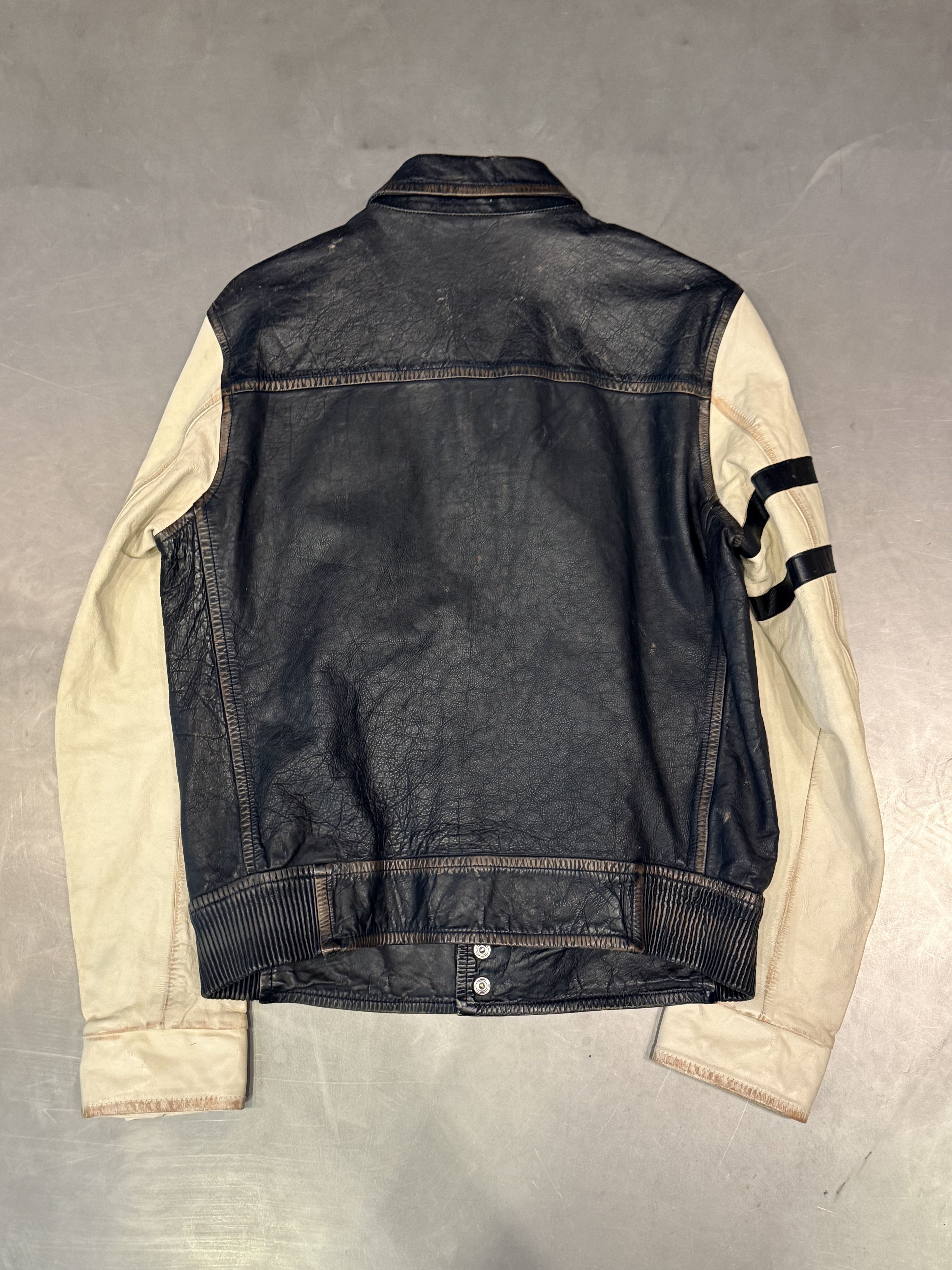 Diesel Diesel navy and white black label leather varsity jacket Size US M / EU 48-50 / 2 - 2 Thumbnail