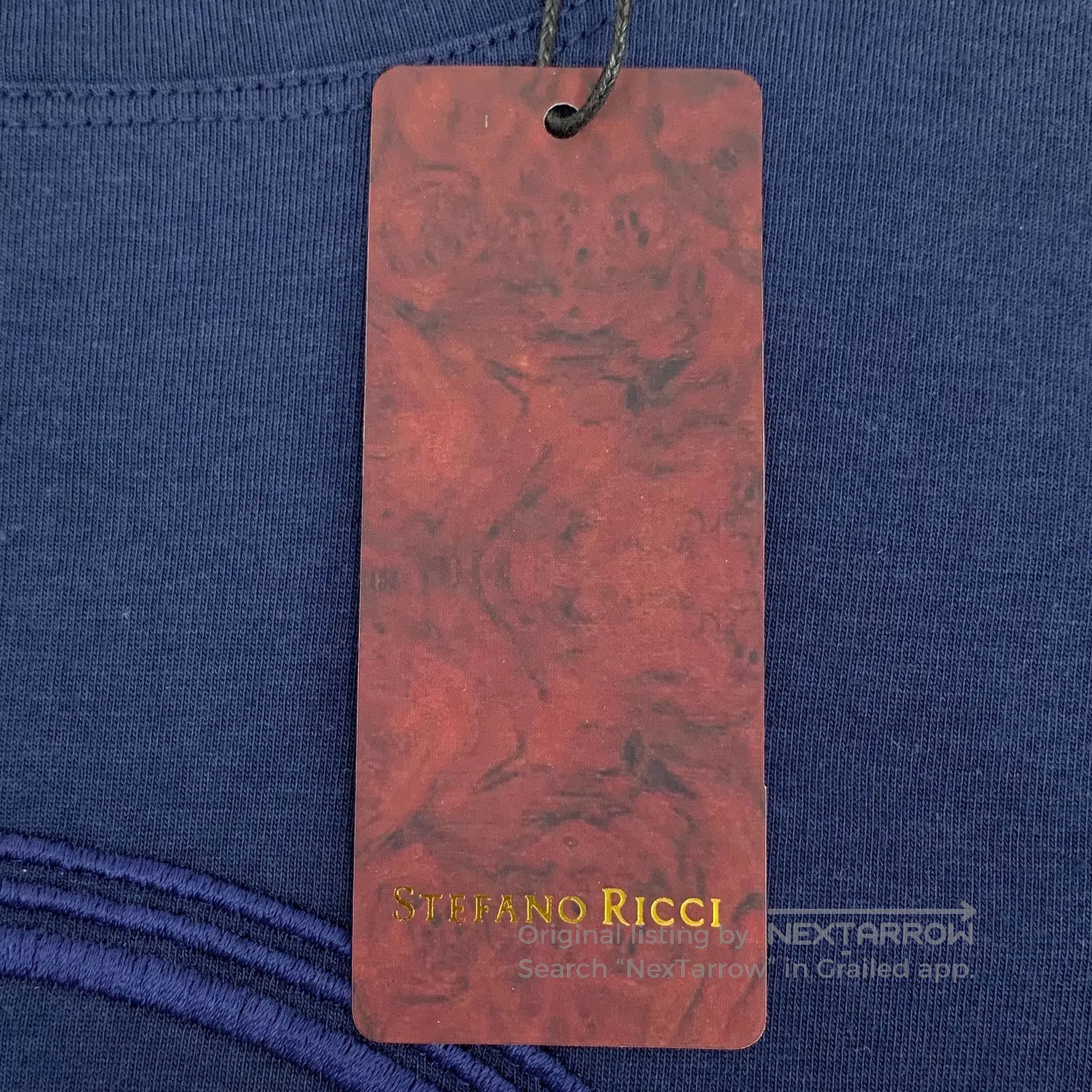 Stefano Ricci Stefano Ricci Dark Blue Cotton Tiger Logo Embroidered Roun Size US M / EU 48-50 / 2 - 7 Thumbnail