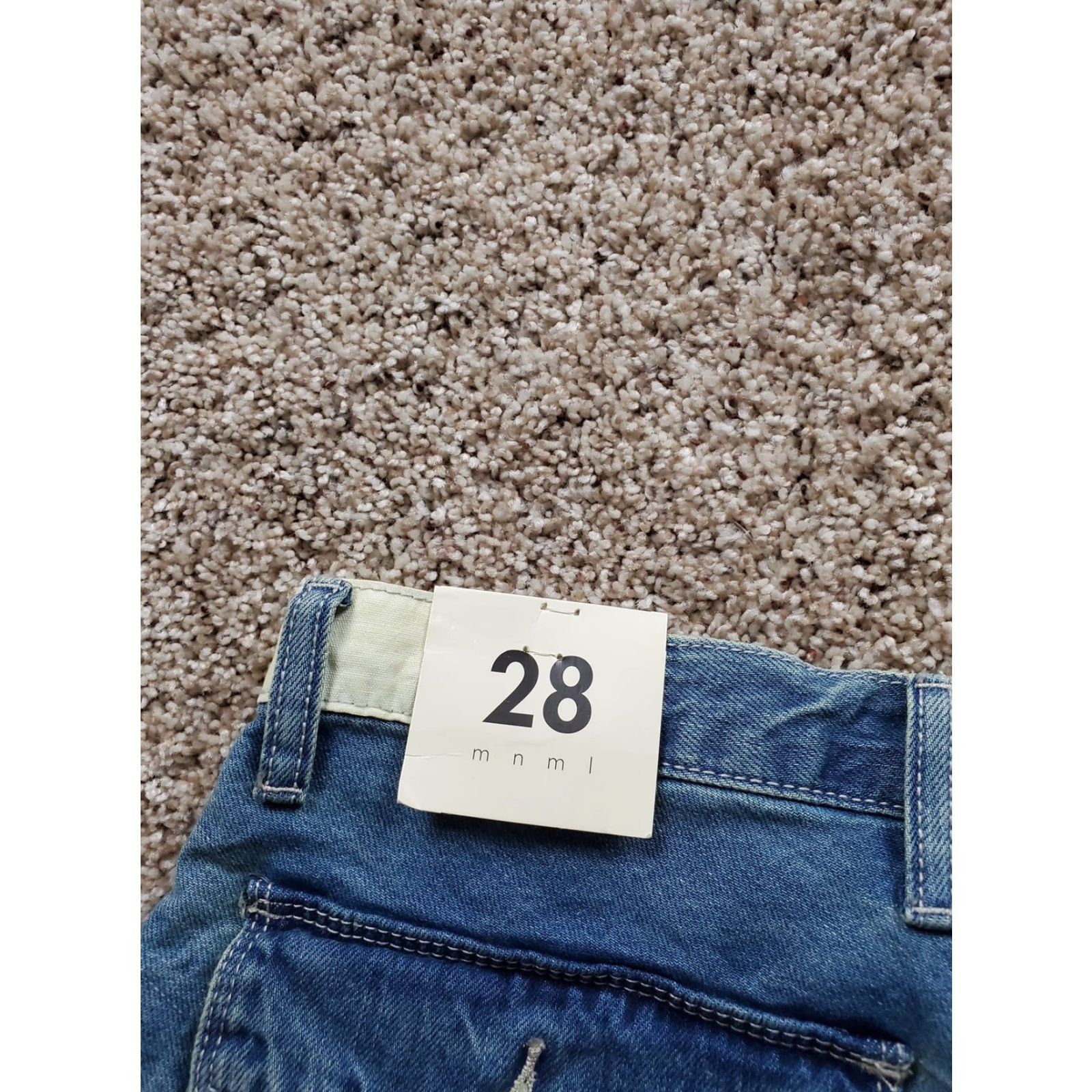 Mnml Jeans Mens 28 Patchwork Distressed Frayed Denim Straight Leg Streetwear NWT