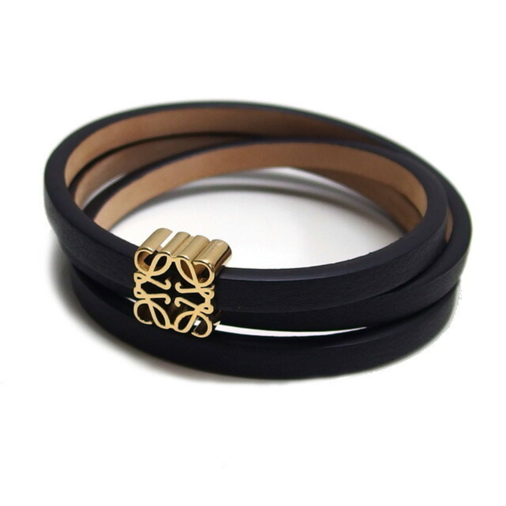 Loewe Loewe Anagram Twist Bangle, Triple Strand Bracelet, Black Size ONE SIZE - 1 Thumbnail