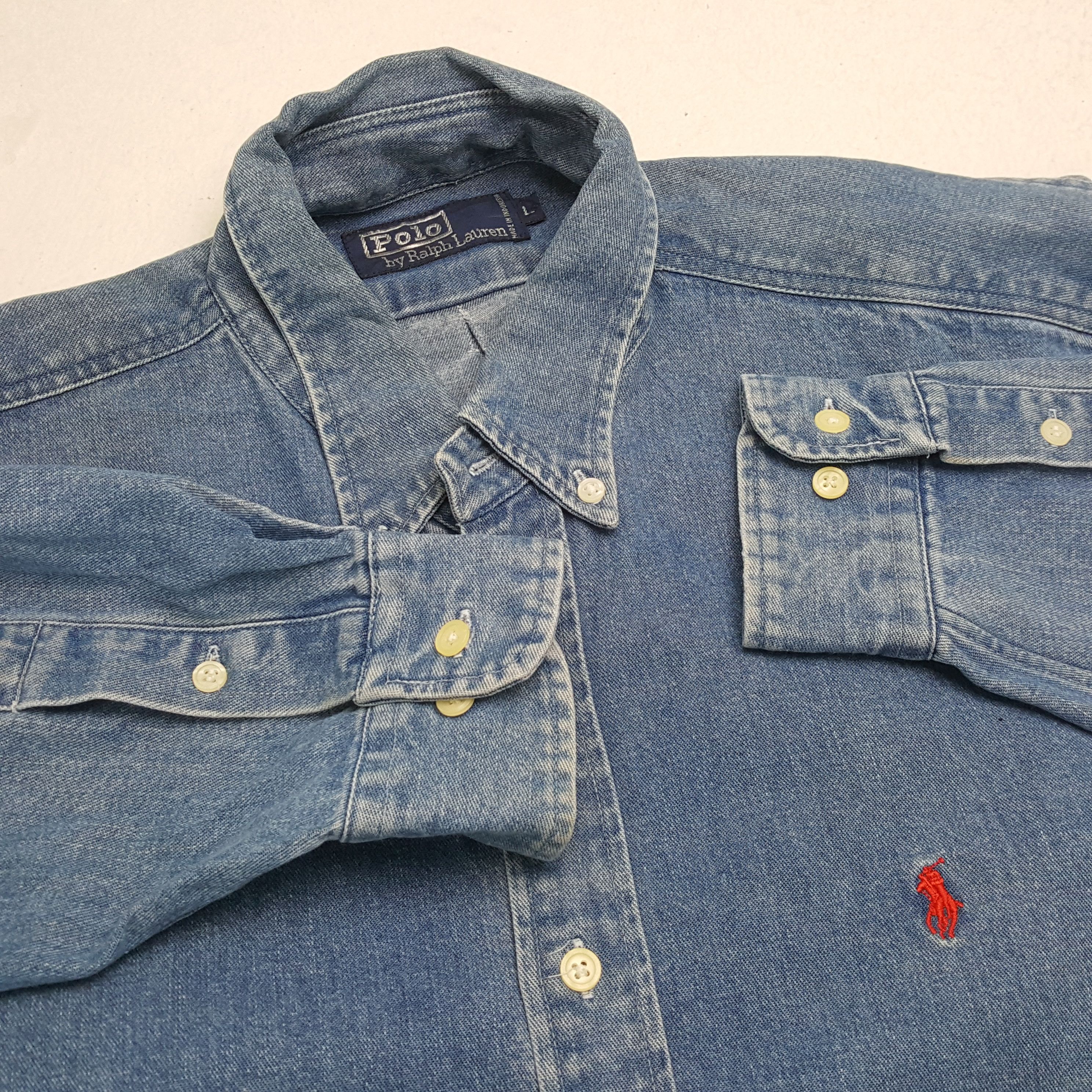 Polo Ralph Lauren × Vintage Vintage POLO by RALPH LAUREN Small Pony Design Denim Shirts Size US L / EU 52-54 / 3 - 8 Thumbnail