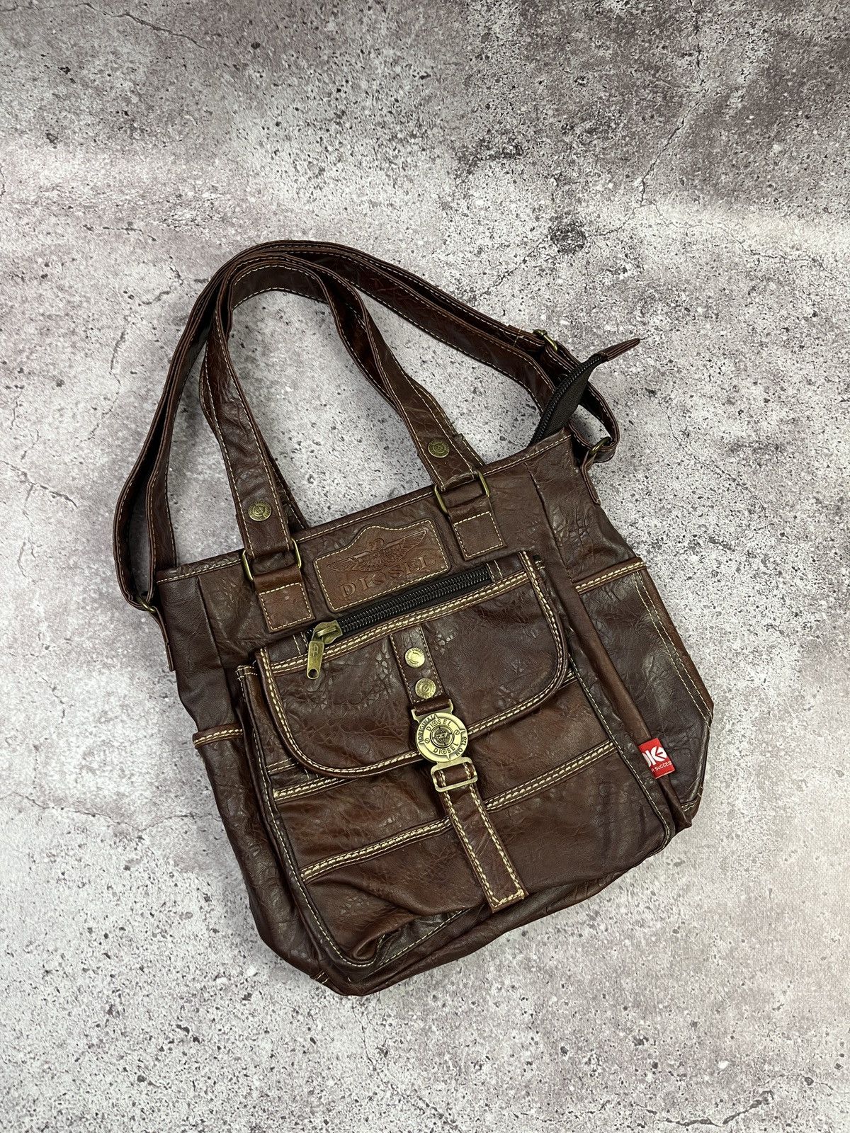 Diesel Diesel Faux Leather Shoulder Bag Multi Pocket Vintage Y2K Size ONE SIZE - 2 Thumbnail