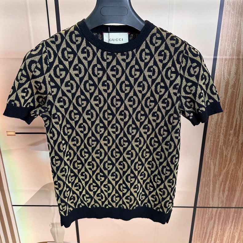Gucci Gucci Black gold old flower full print knitted short sleeve Size US XS / EU 42 / 0 - 1 Thumbnail