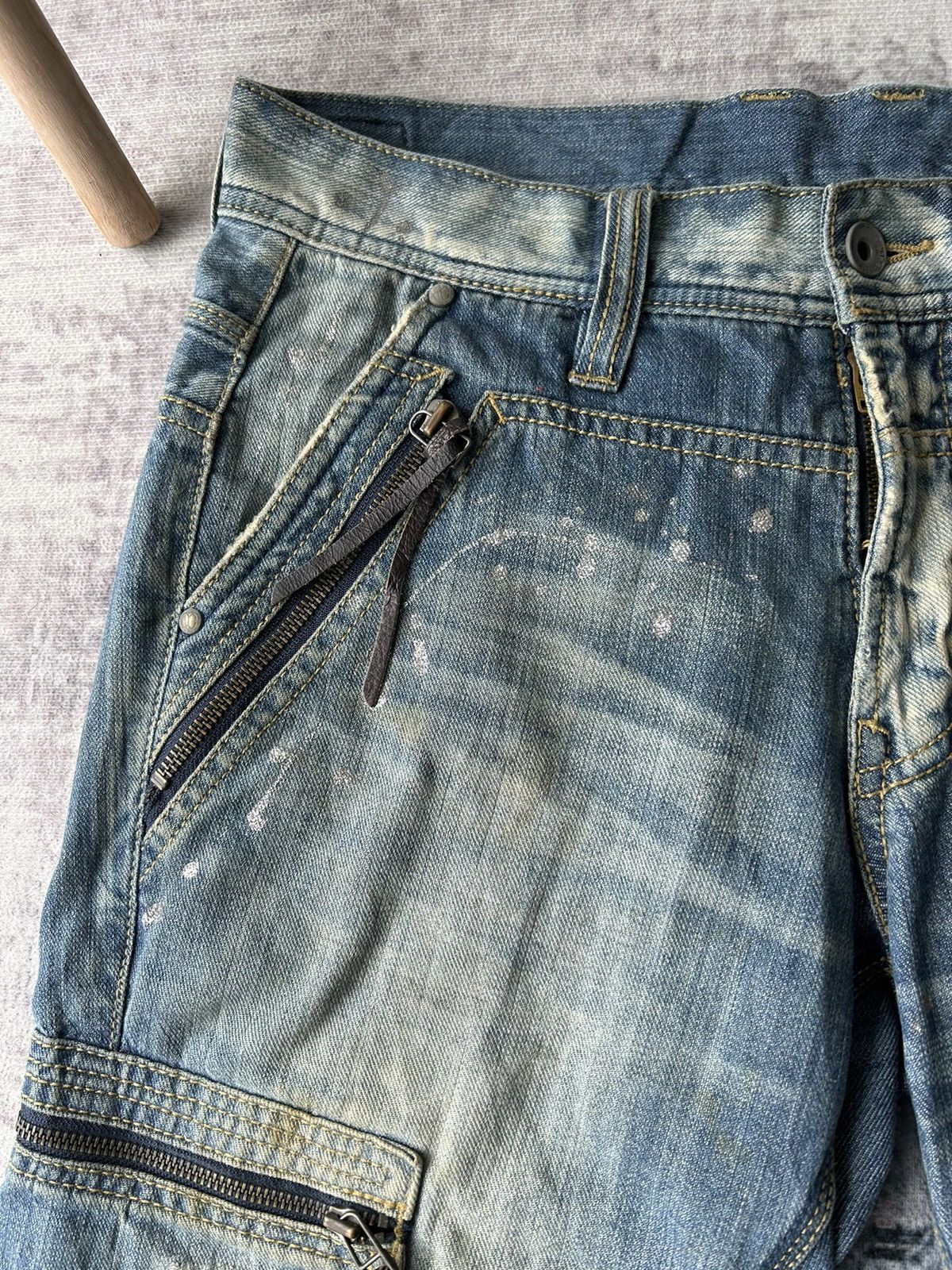 If Six Was Nine Nicole Men Distressed Cargo Jeans Size US 32 / EU 48 - 6 Thumbnail