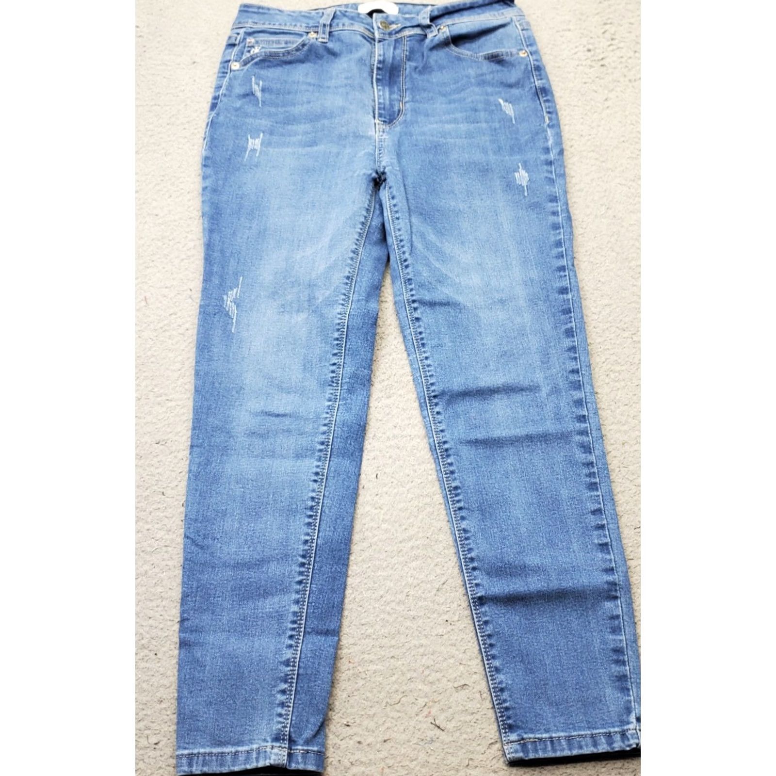 Calvin Klein Calvin Klein Jeans Womens 36 Blue Denim Stretch Distressed Straight Leg Jeans Size 25" / US 0 / IT 36 - 2 Thumbnail