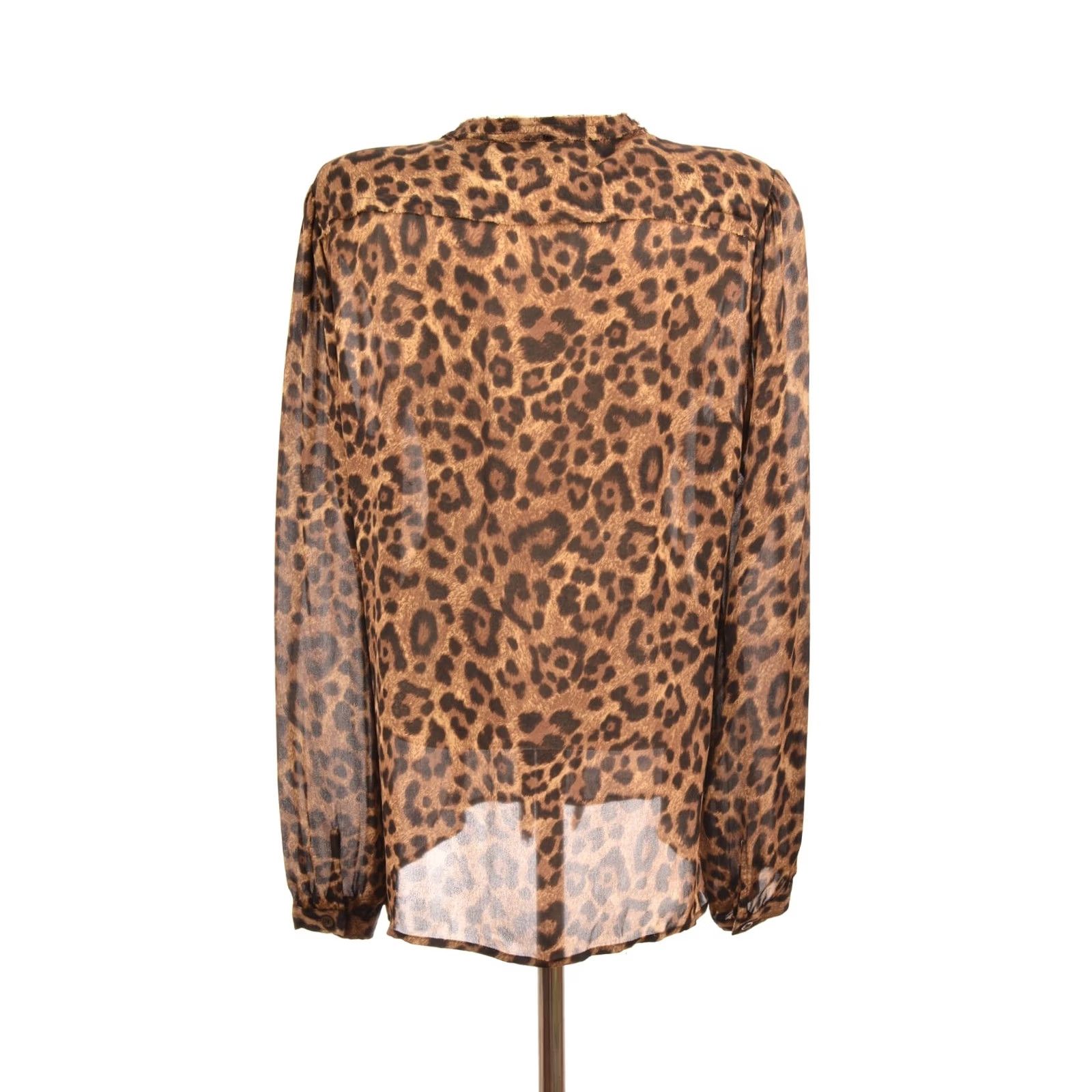 Michael Kors Michael Kors Animal Leo Leopard Print Silk Button Shirt Blouse L Womens Multicolor, Button-Up, 100% Silk, Regular Size L / US 10 / IT 46 - 3 Thumbnail