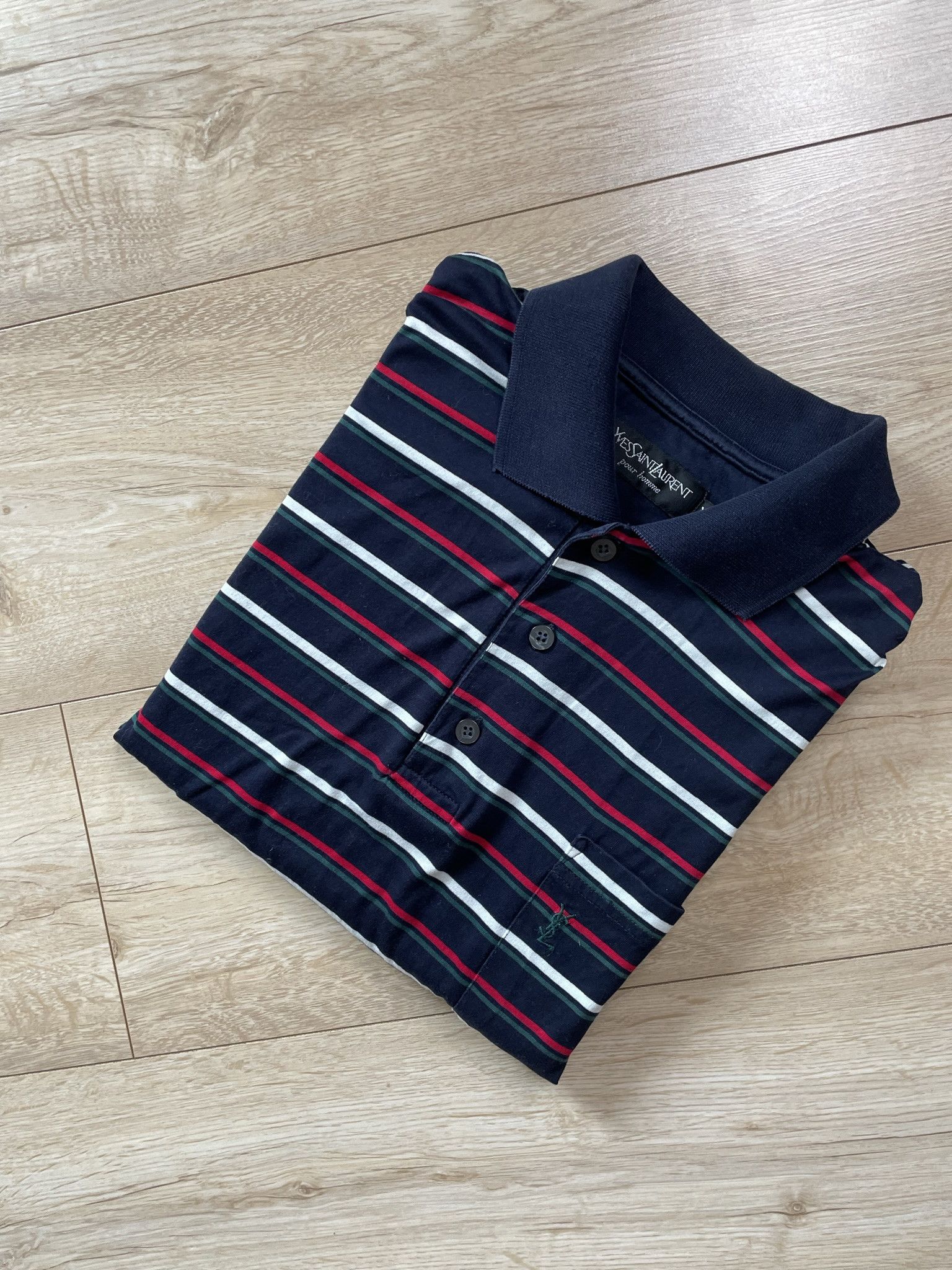 Yves Saint Laurent VINTAGE YSL YVES SAINT LAURENT STRIPED POLO Size US XL / EU 56 / 4 - 2 Thumbnail