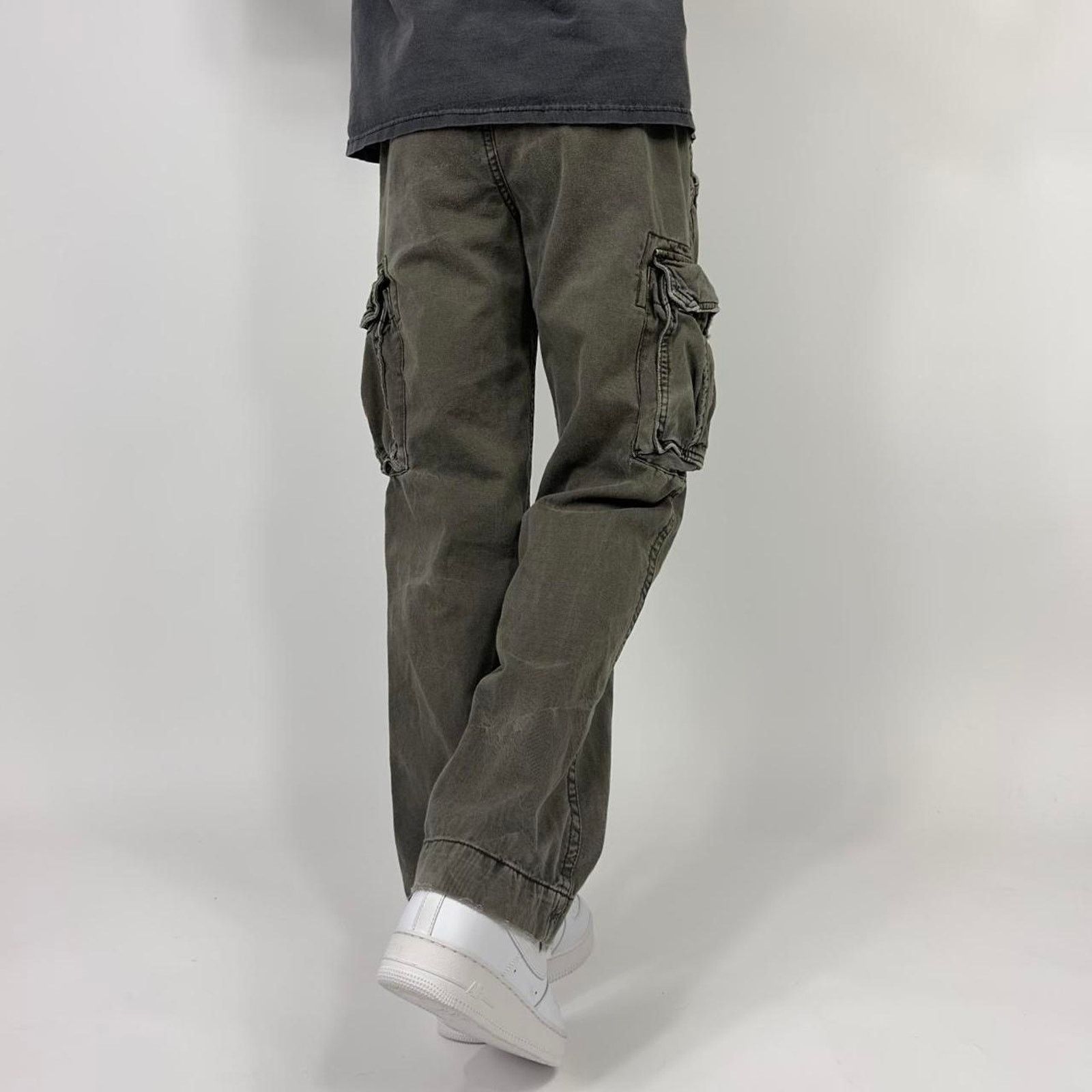Vintage Y2K Low Rise Faded Forest Green Tactical Utility Cargo Pants Size US 32 / EU 48 - 1 Thumbnail