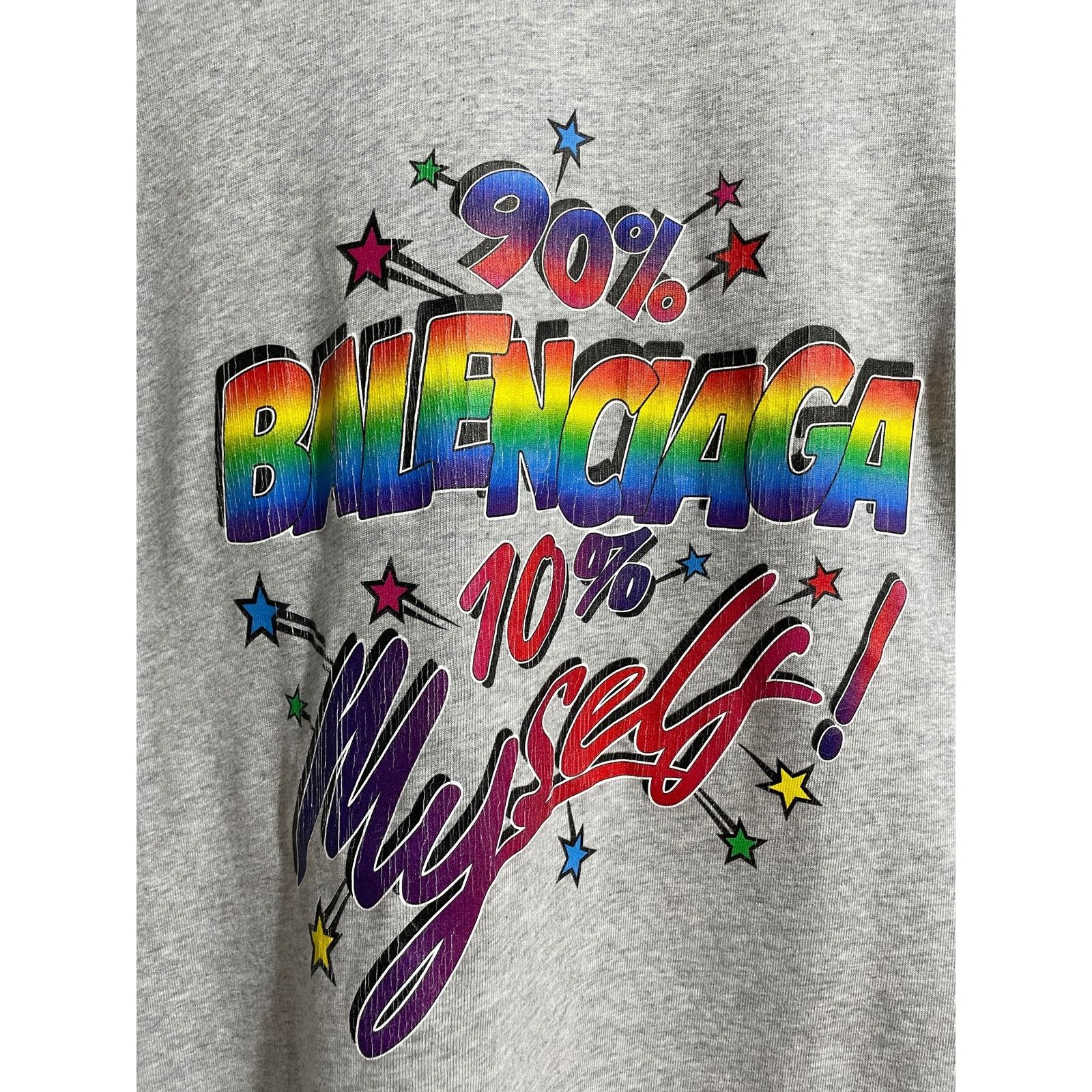 Balenciaga BALENCIAGA GREY 90% 10% MYSELF TEE SIZE MEDIUM PREOWNED Size US M / EU 48-50 / 2 - 2 Thumbnail