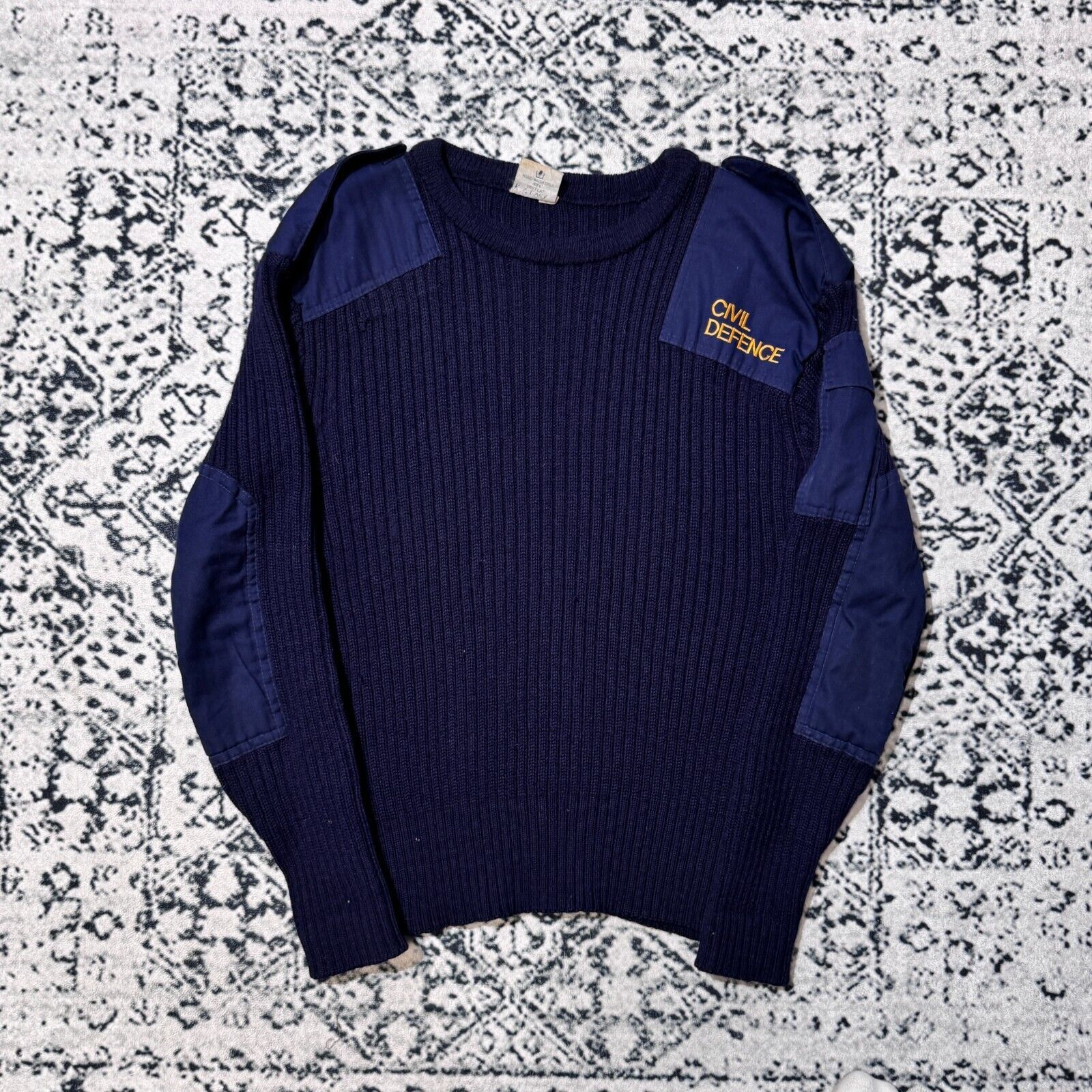 Vintage Vintage Blue Navy Wool Sweater Size L Plissed Civil Defence Size US L / EU 52-54 / 3 - 1 Thumbnail