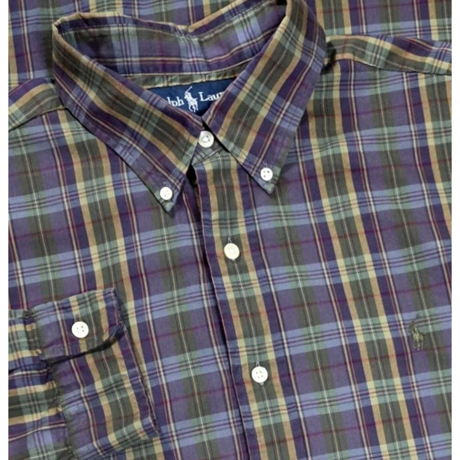 Polo Ralph Lauren VINTAGE Polo Ralph Lauren Purple Plaid Safari Button Up Shirt Men’s XL Madras Custom Size US XL / EU 56 / 4 - 2 Thumbnail