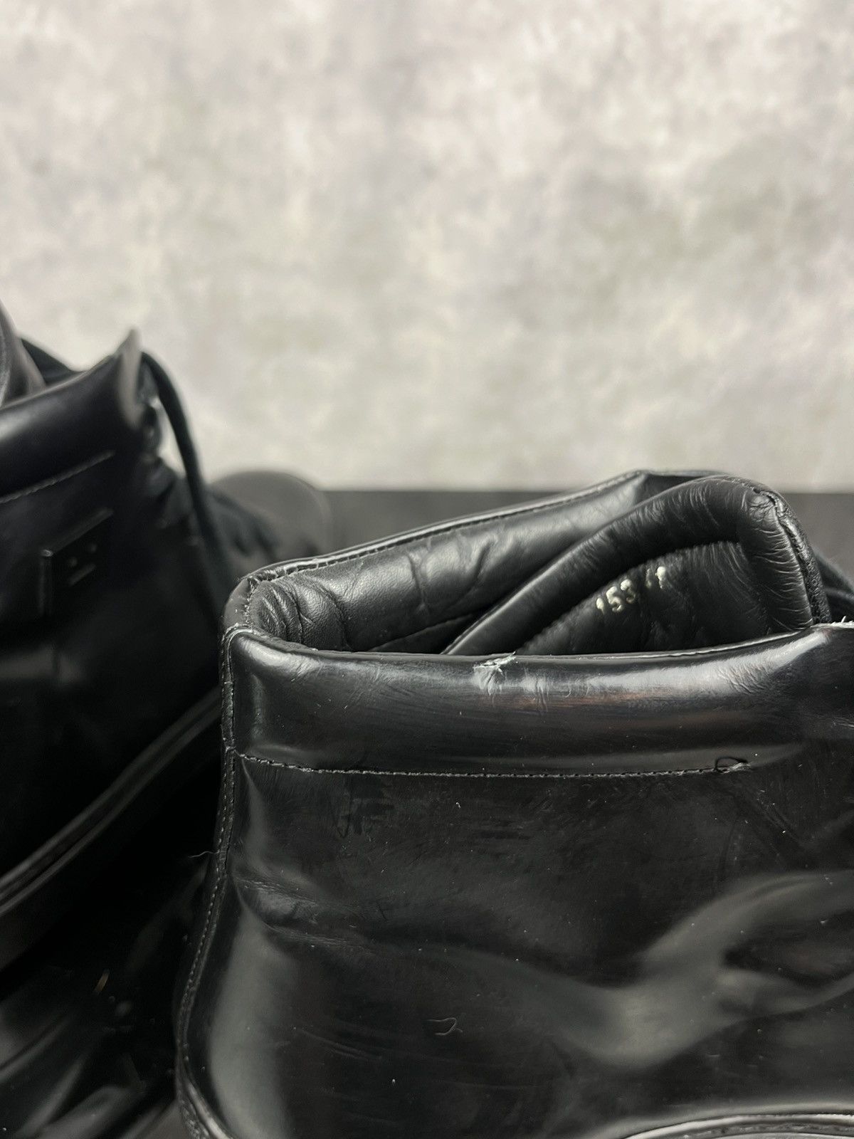 Acne Studios Acne Studios Black Leather Face Patch High-Top Sneakers 41 Size US 8 / EU 41 - 15 Thumbnail