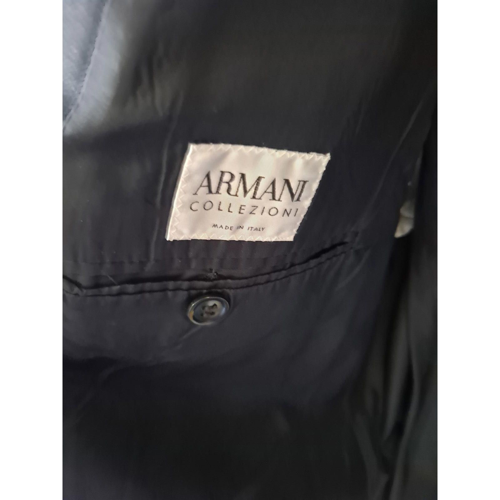 Armani Collezioni Armani Collezioni Black Pinstripe Suit Jacket Size 46L Size 46R - 5 Thumbnail