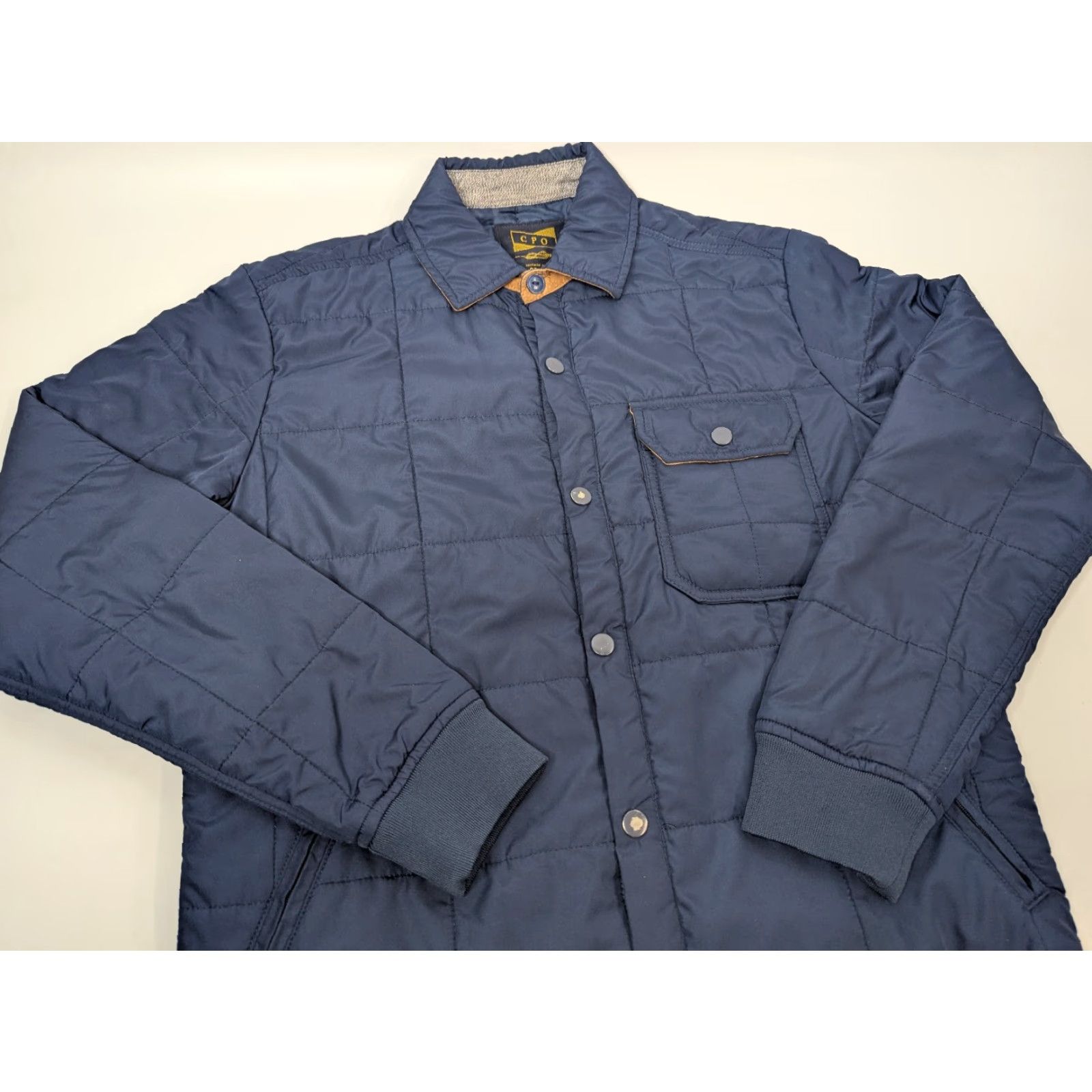Vintage CPO Provisions Jacket Bomber Size XS Blue Quilted Leather Collar Pockets Workwear Casual Travel Button Shirt? Size US XS / EU 42 / 0 - 2 Thumbnail