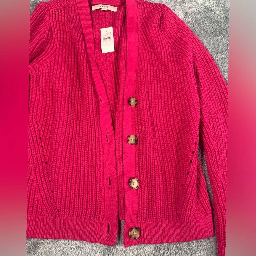 Loft LOFT Cardigan Pink Knit NWT Small Women S Regular Knit Cardigan Pink LOFT Small Womens NWT Size S / US 4 / IT 40 - 2 Thumbnail