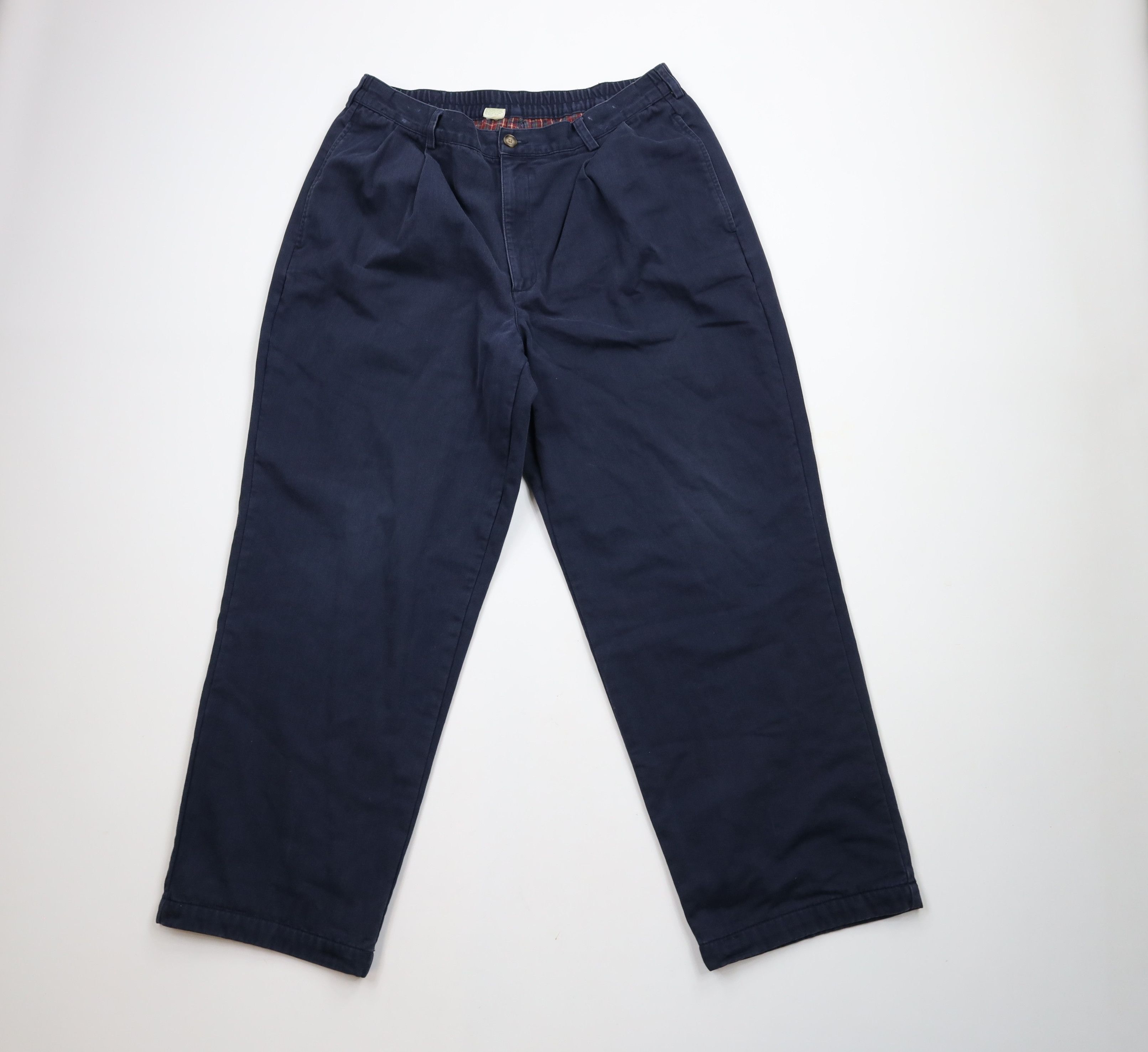 L.L. Bean × Vintage Vintage 90s LL Bean Flannel Lined Wide Leg Pants Blue Size US 38 / EU 54 - 2 Thumbnail