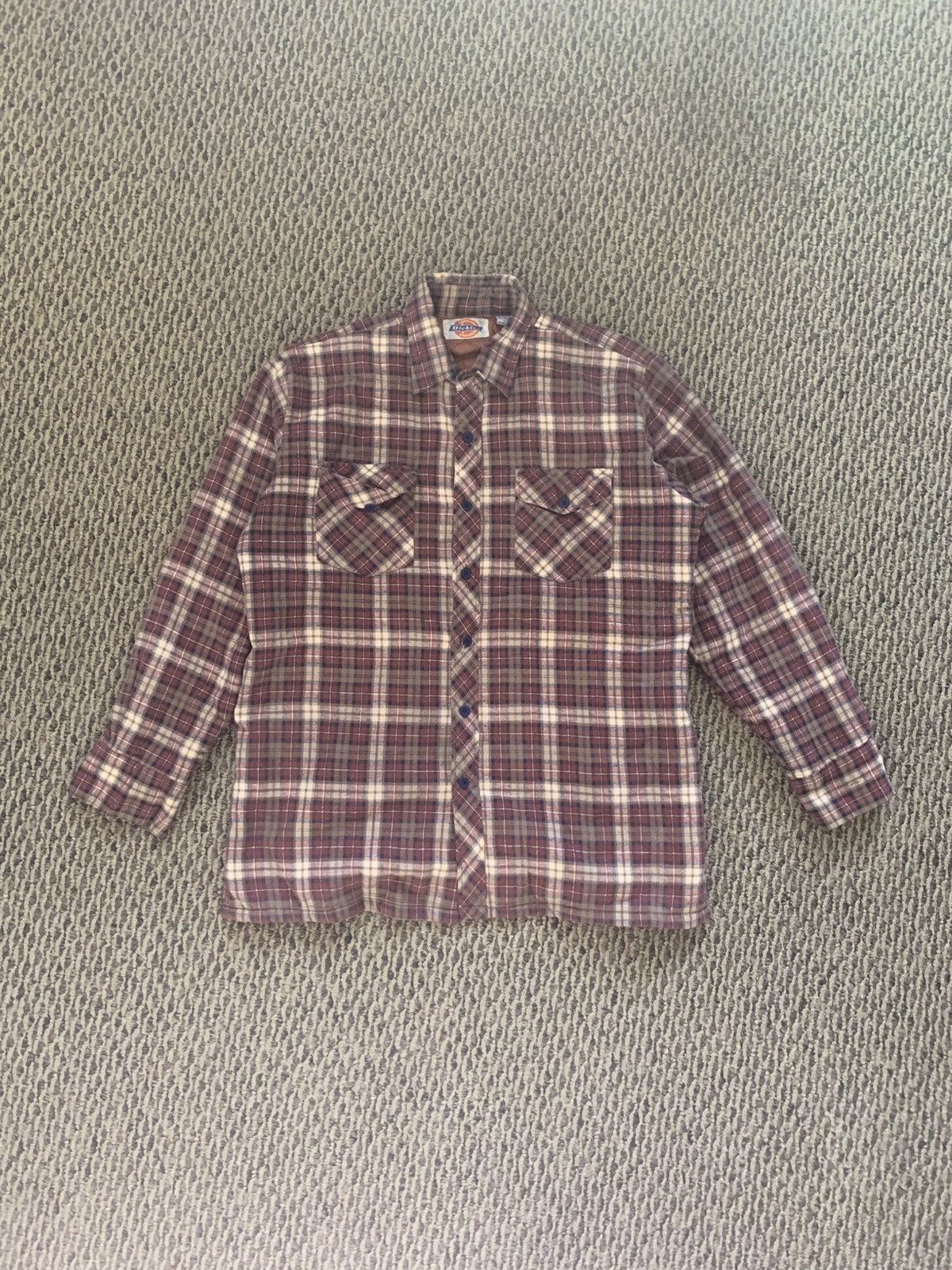 Dickies Vintage 1980's Dickies Brown Plaid Padded Button Up Flannel Size US L / EU 52-54 / 3 - 1 Thumbnail