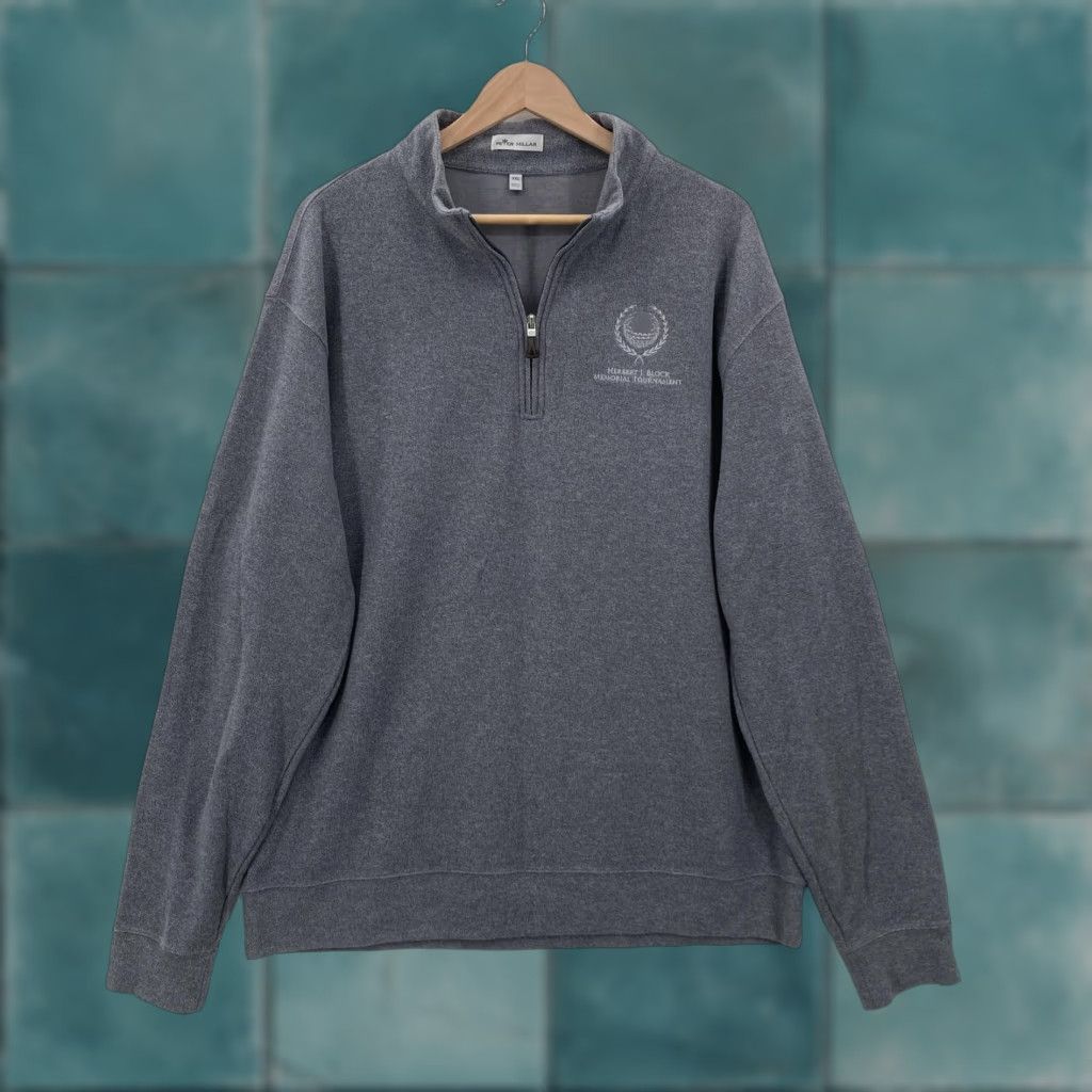 Peter Millar VINTAGE Peter Millar Sweater Mens 2XL Gray Quarter Zip Golf Pullover Performance Tourney Size US XXL / EU 58 / 5 - 1 Thumbnail