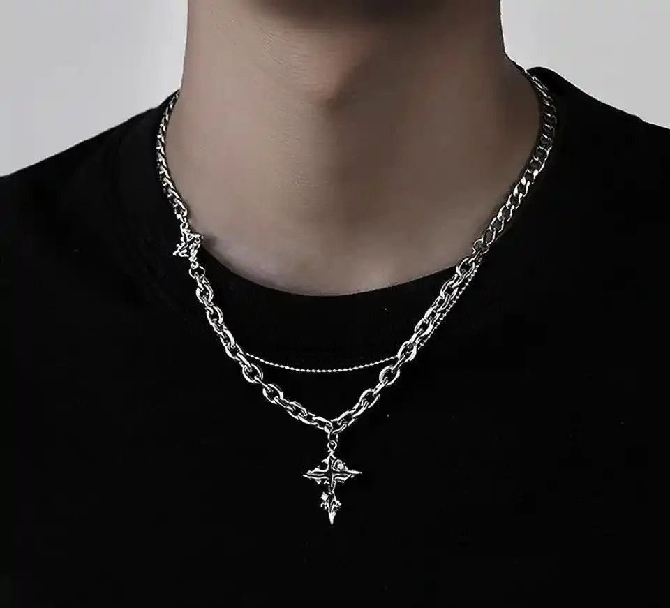 Jewelry Punk Black Flame Cross Necklace Size ONE SIZE - 6 Thumbnail