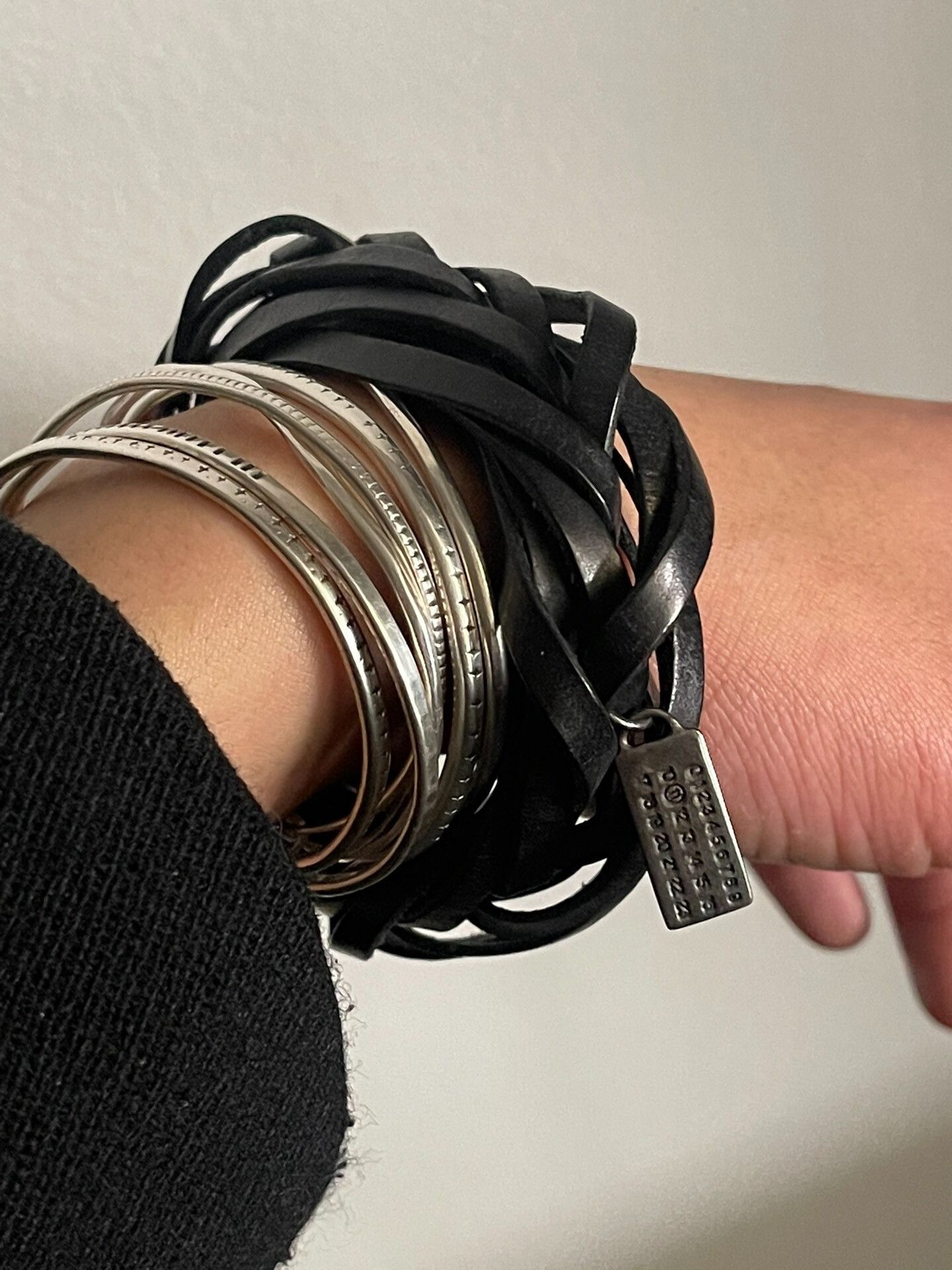 Maison Margiela Maison Martin Margiela Leather Bracelet with Silver Tag Size ONE SIZE - 1 Thumbnail