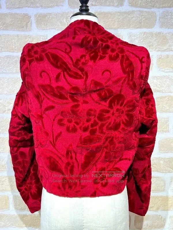 Comme des Garcons Comme des Garcons Red floral velvet design top Size S / US 4 / IT 40 - 3 Thumbnail