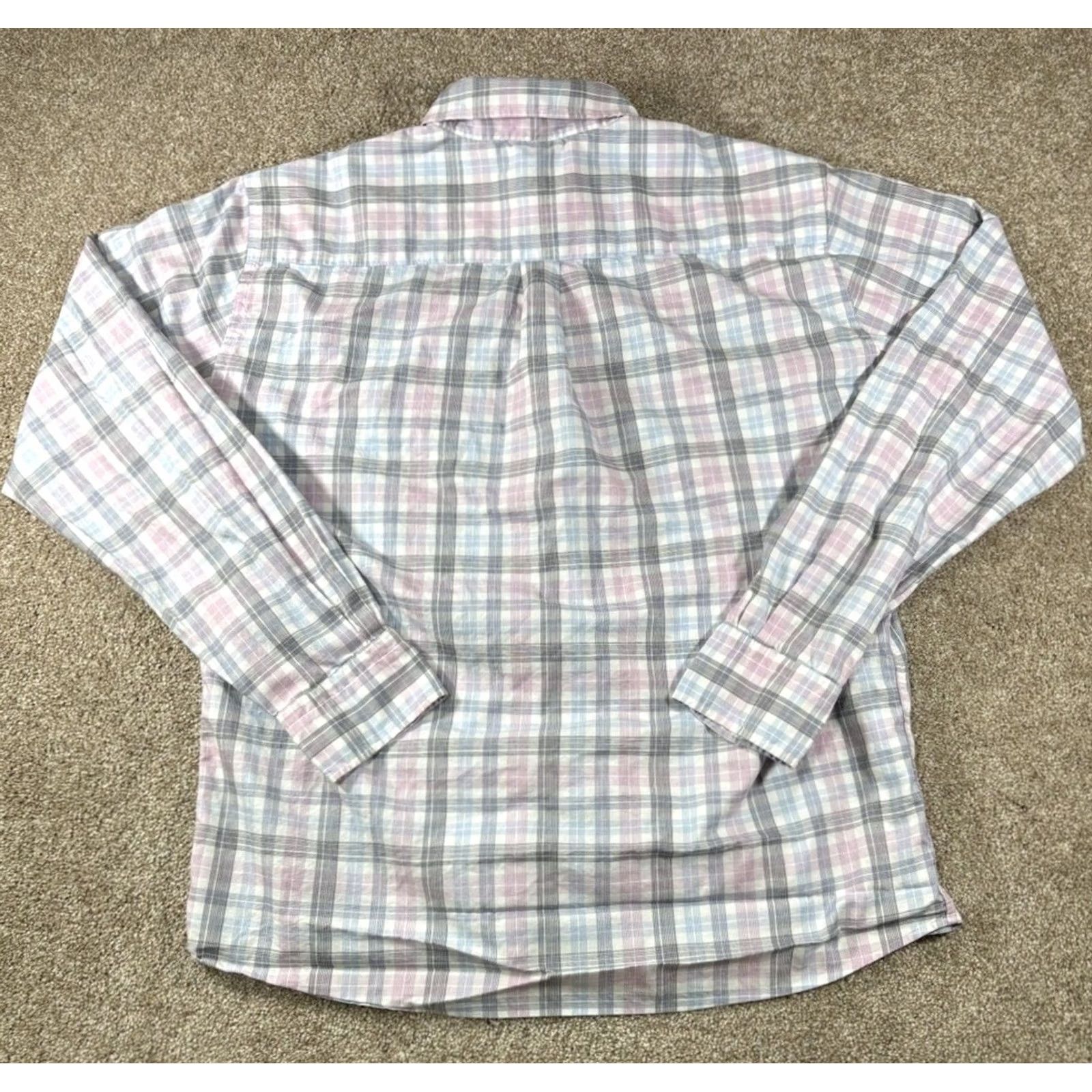Peter Millar Peter Millar Dress Shirt Mens Large Blue Plaid Check Button Up 100% Cotton Regular Long Sleeve White Collar Mens Shirt Size 42R - 6 Thumbnail