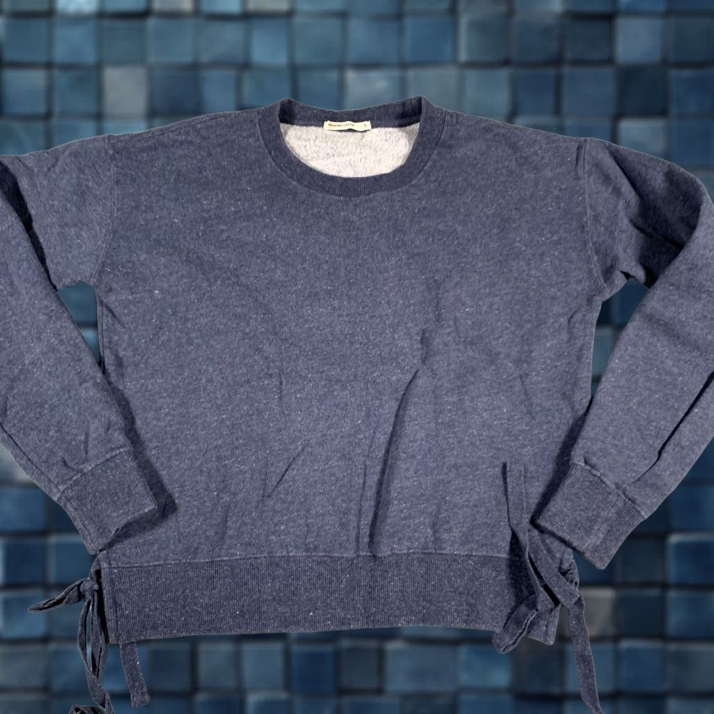 Marine Layer Marine Layer Sweatshirt Womens Small Blue Side Tie Fleece Crewneck Pullover Top Size S / US 4 / IT 40 - 1 Thumbnail