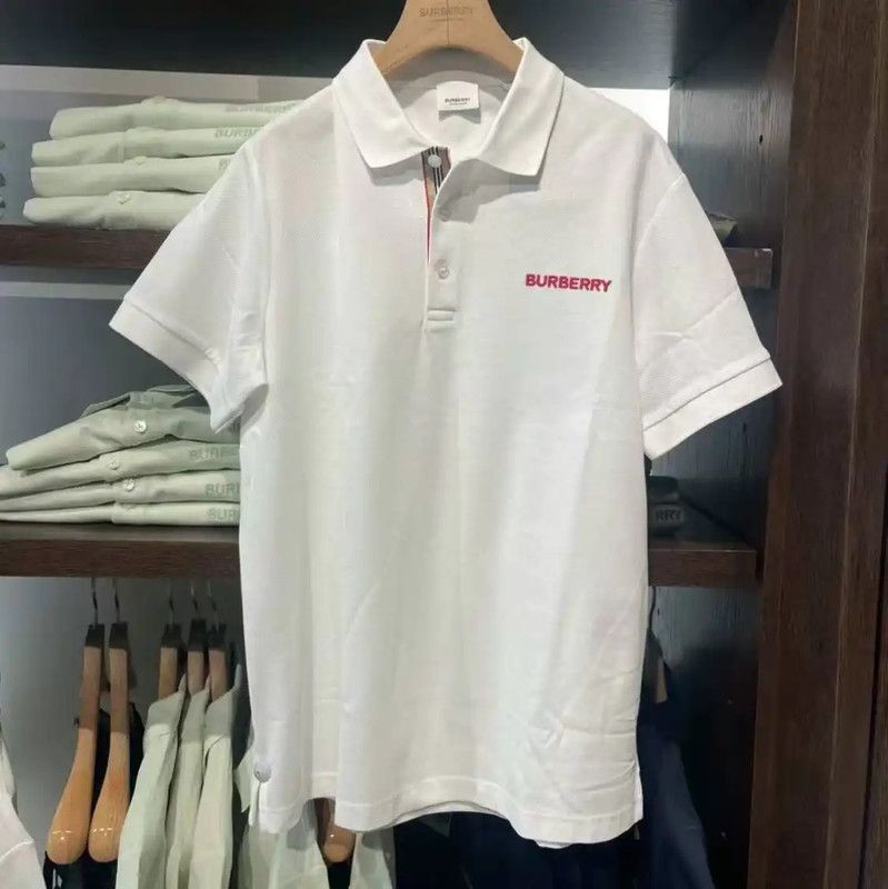 Burberry Burberry White Logo Short Sleeve Polo Size US L / EU 52-54 / 3 - 1 Thumbnail