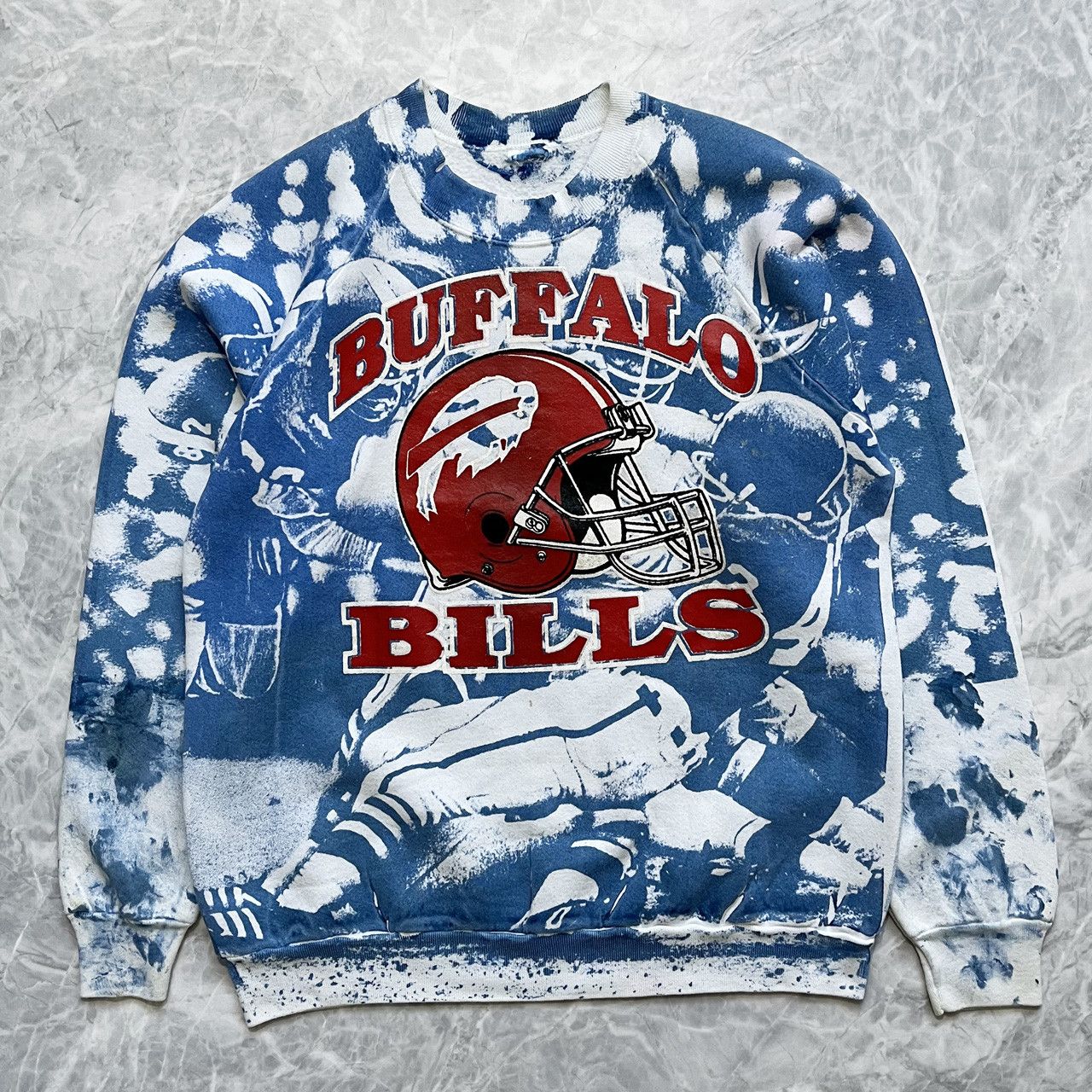 Image of Made In USA x Nfl VTG 90's Nfl Buffalo Bills Sweatshirt All Over Print Aop, Men's (Size Large)